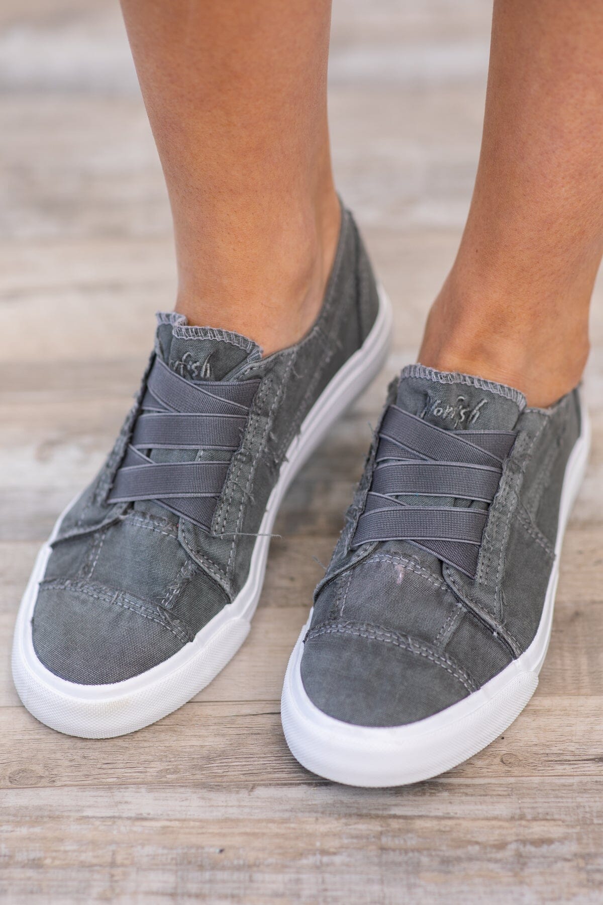 Graphite and White Slip On Sneakers - Filly Flair