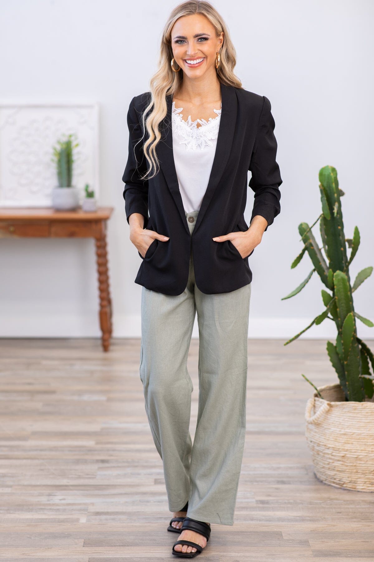 SAGE + FIG Wide Leg Cropped Pants
