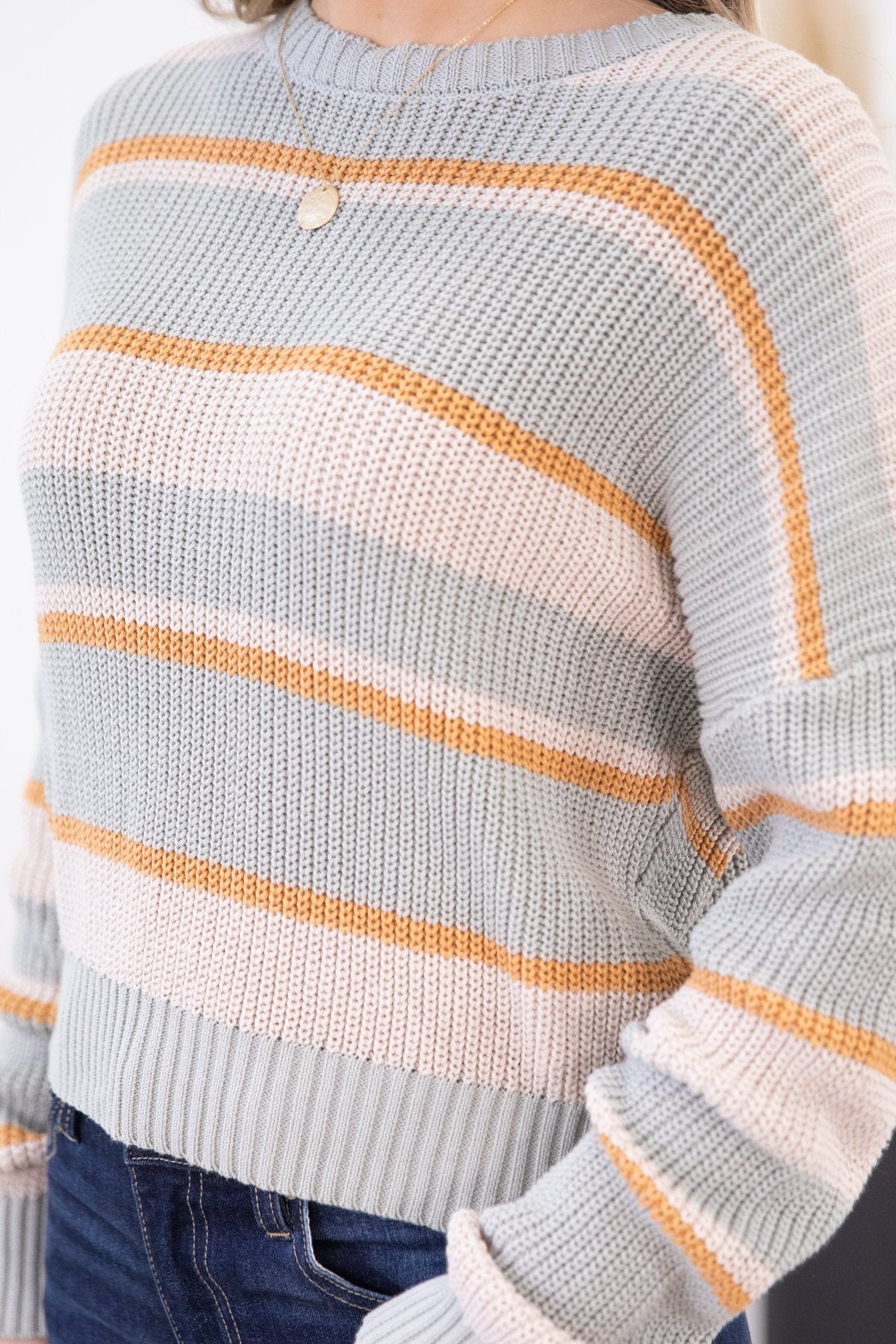 Pastel Blue and Oatmeal Stripe Sweater - Filly Flair