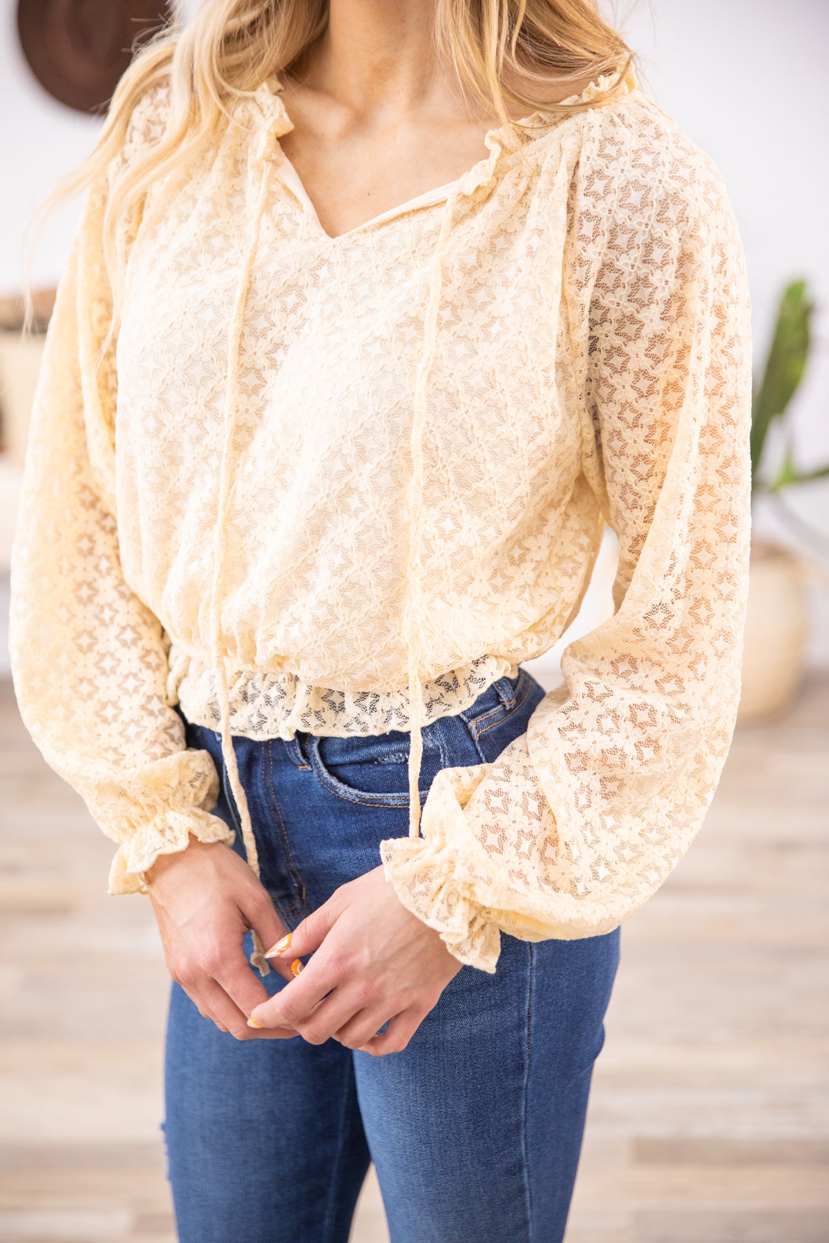 Cream Lace Elastic Waist Off the Shoulder Top - Filly Flair