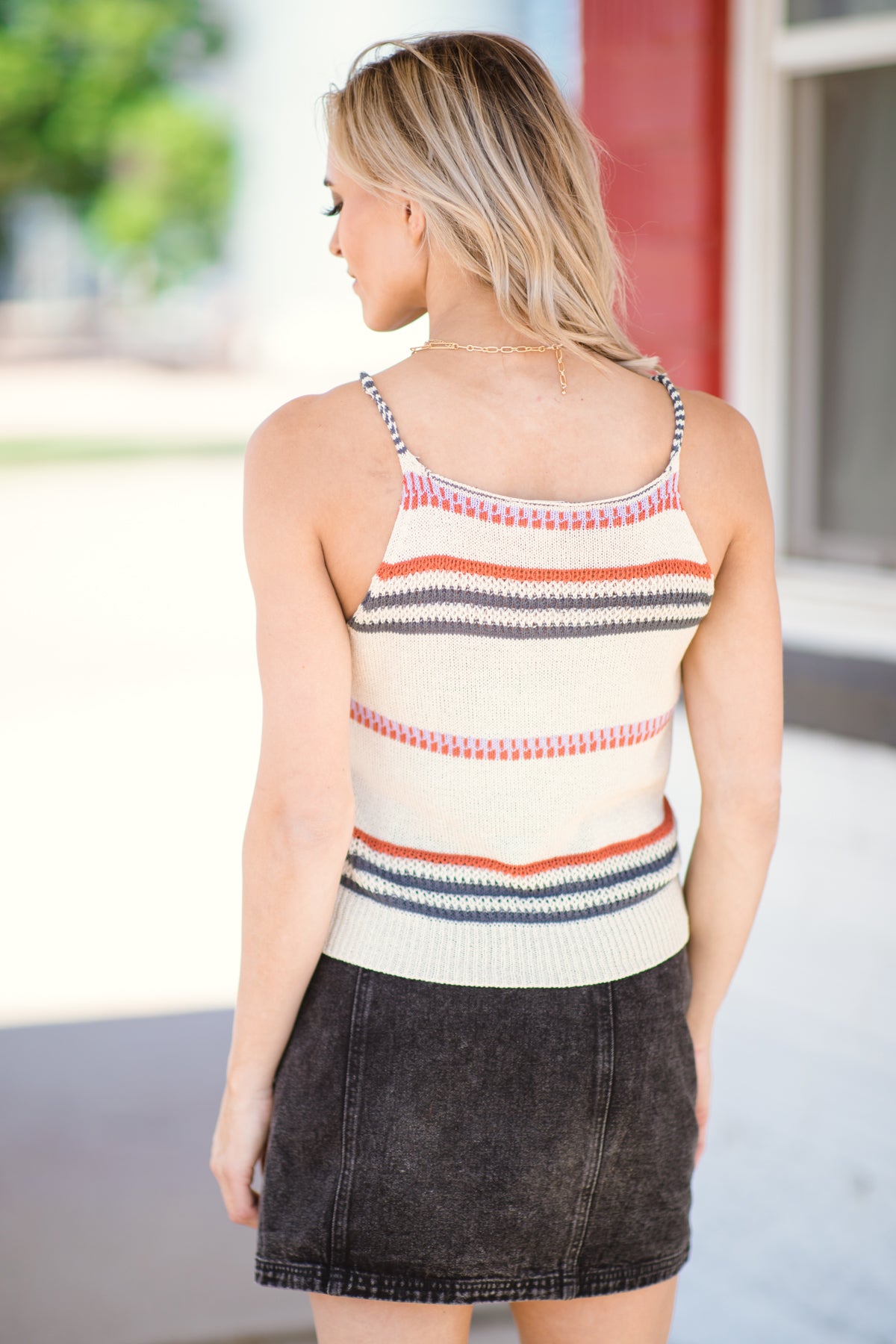 Oatmeal Multicolor Stripe Sweater Knit Tank - Filly Flair