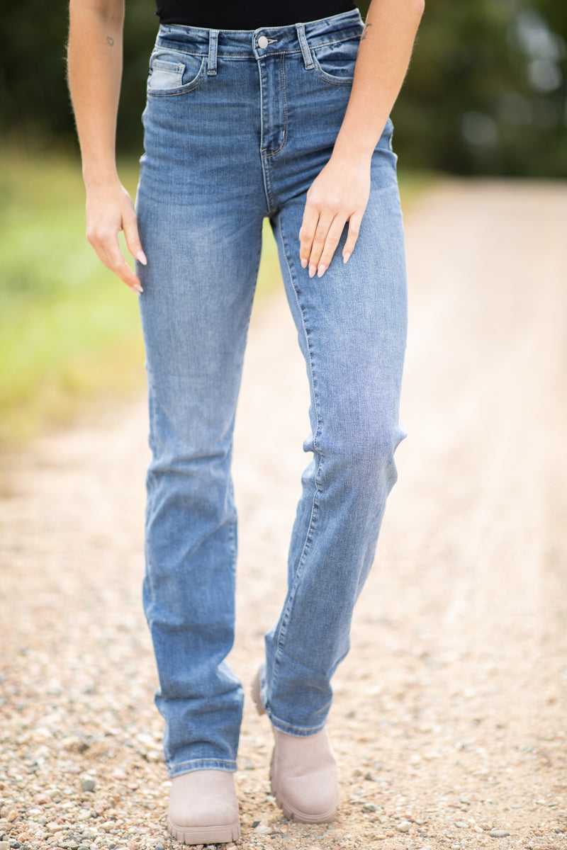Judy Blue Medium Wash Straight Leg Jeans - Filly Flair