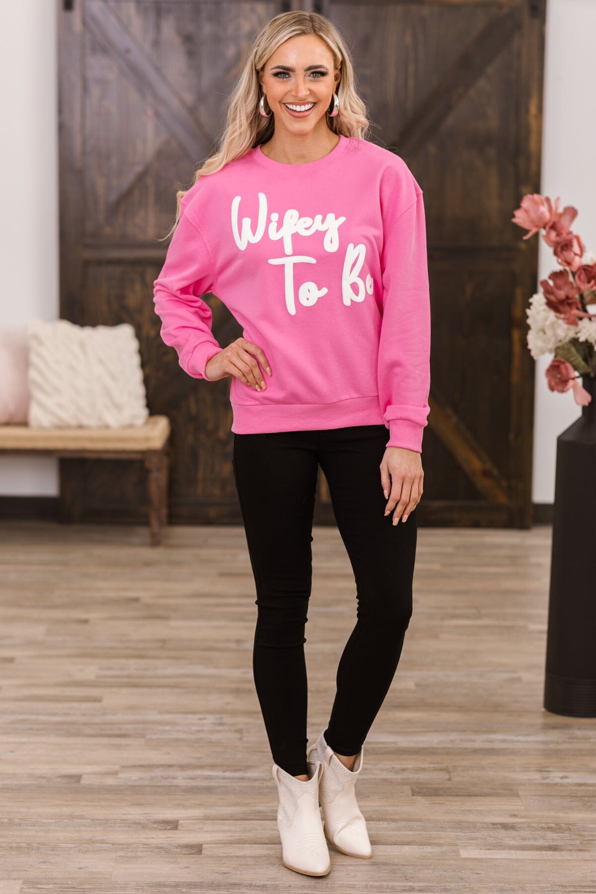 Pink Wifey To Be Graphic Sweatshirt - Filly Flair