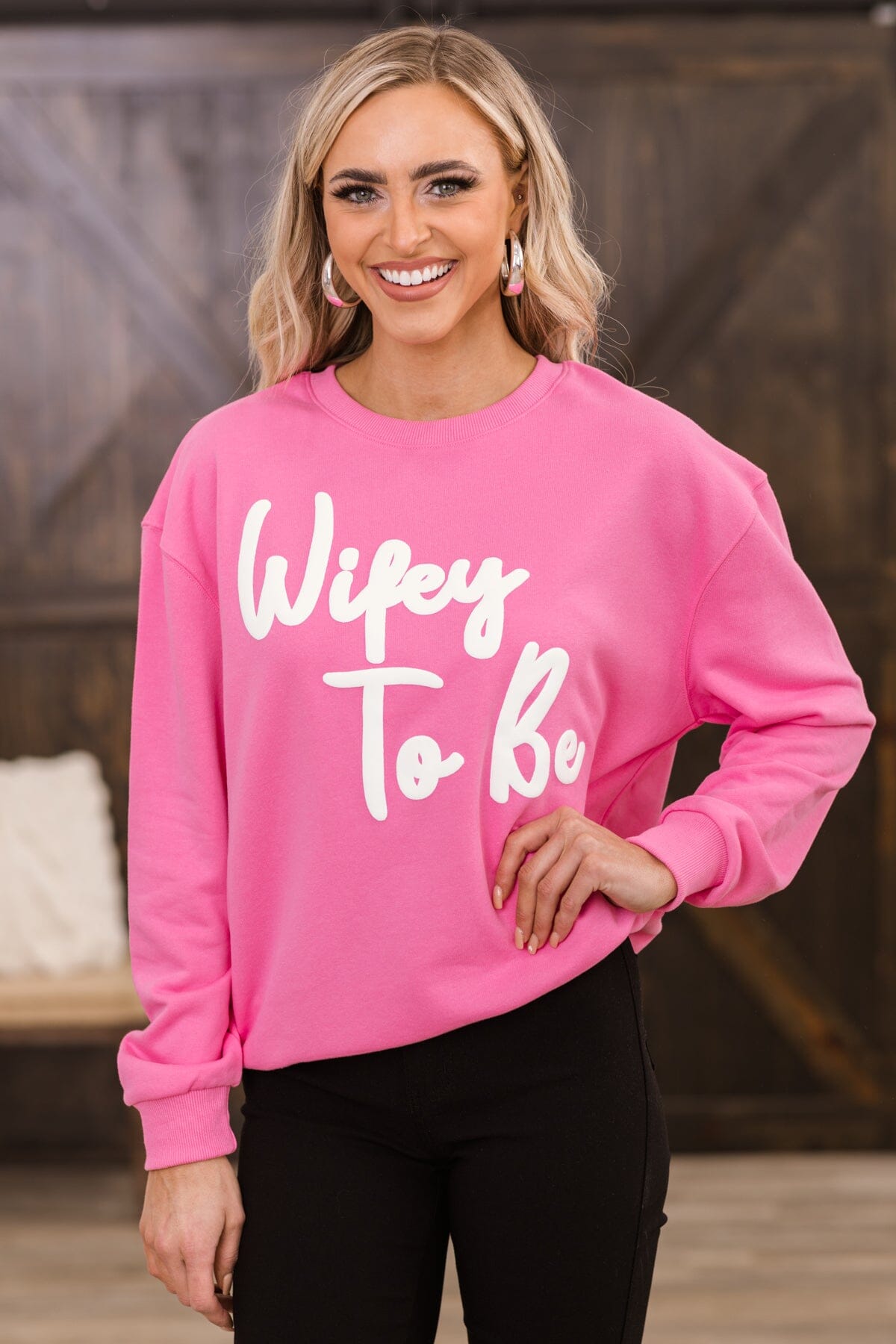 Pink Wifey To Be Graphic Sweatshirt - Filly Flair