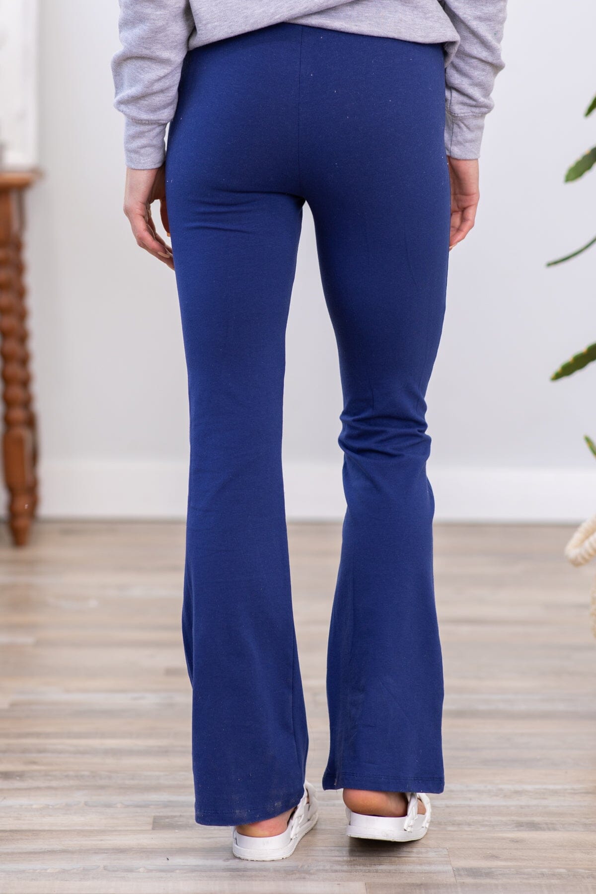 Navy Flare Pull On Yoga Pants - Filly Flair