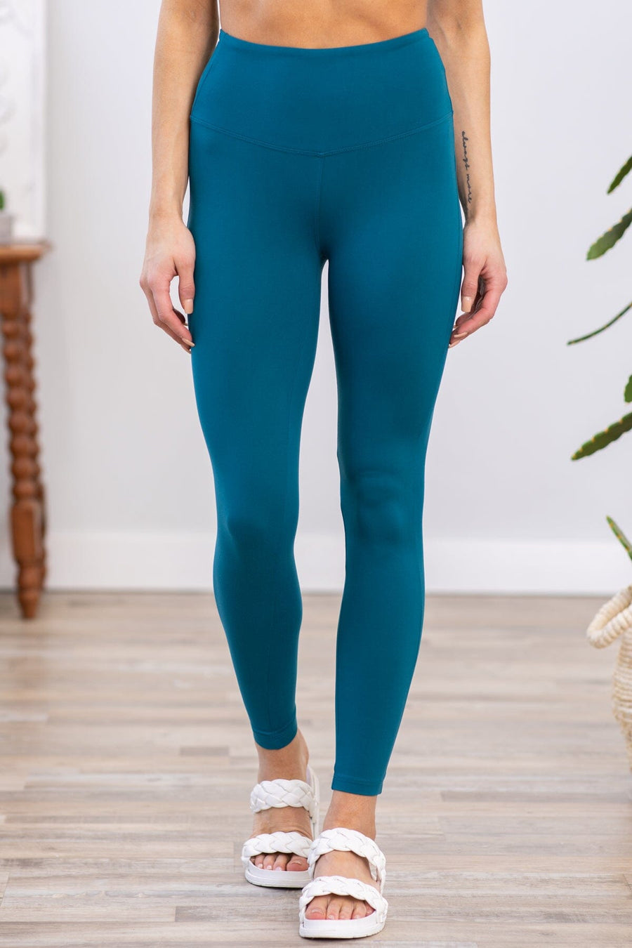 Teal Wide Waistband Leggings - Filly Flair