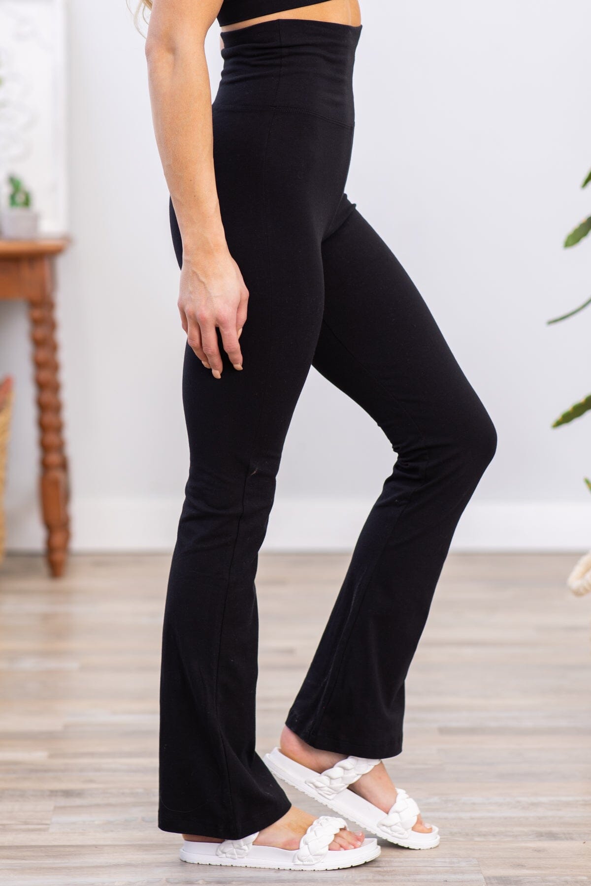 Black Flare Pull On Yoga Pants - Filly Flair