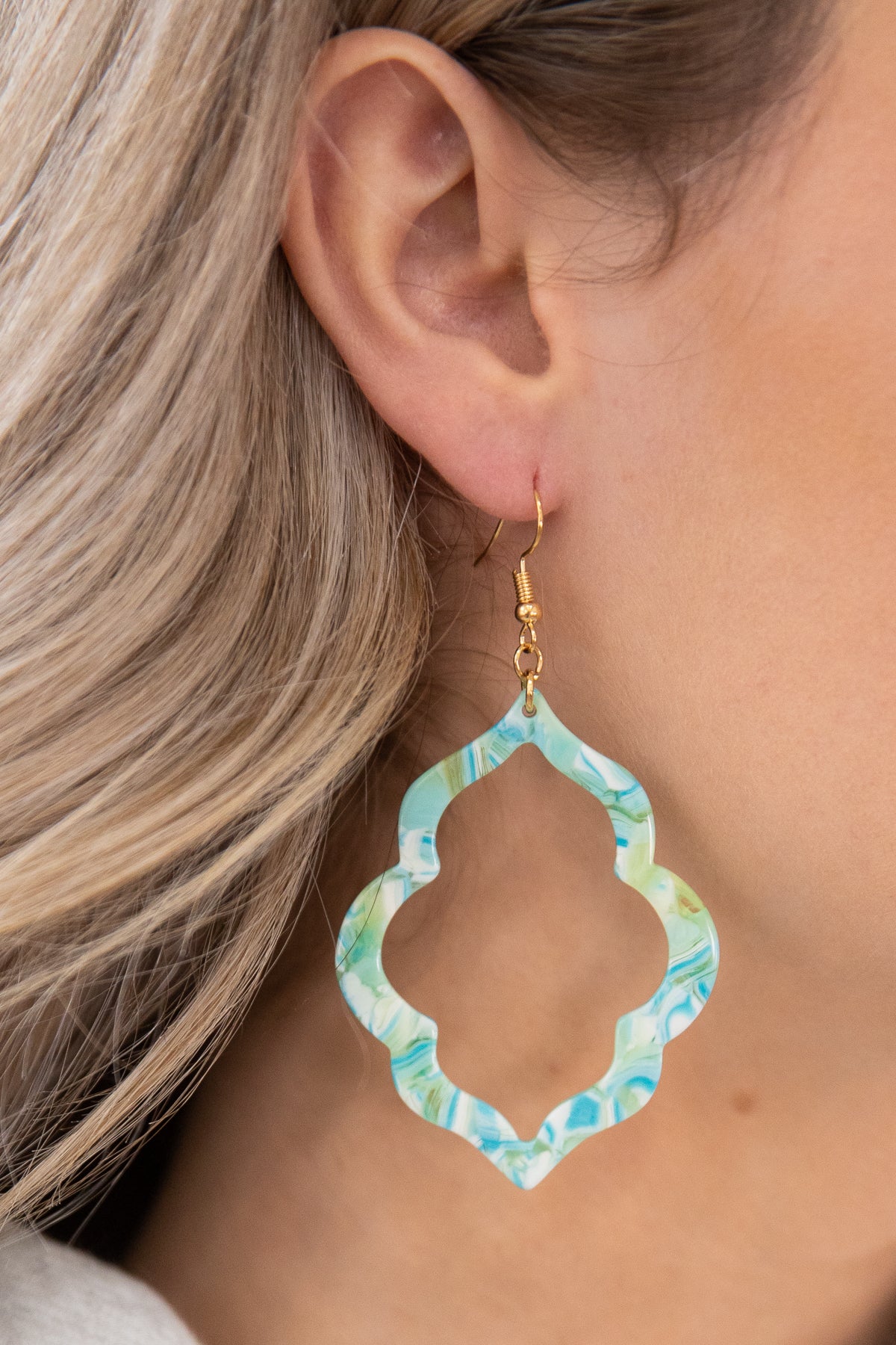 Mint and Turquoise Marble Print Earrings - Filly Flair