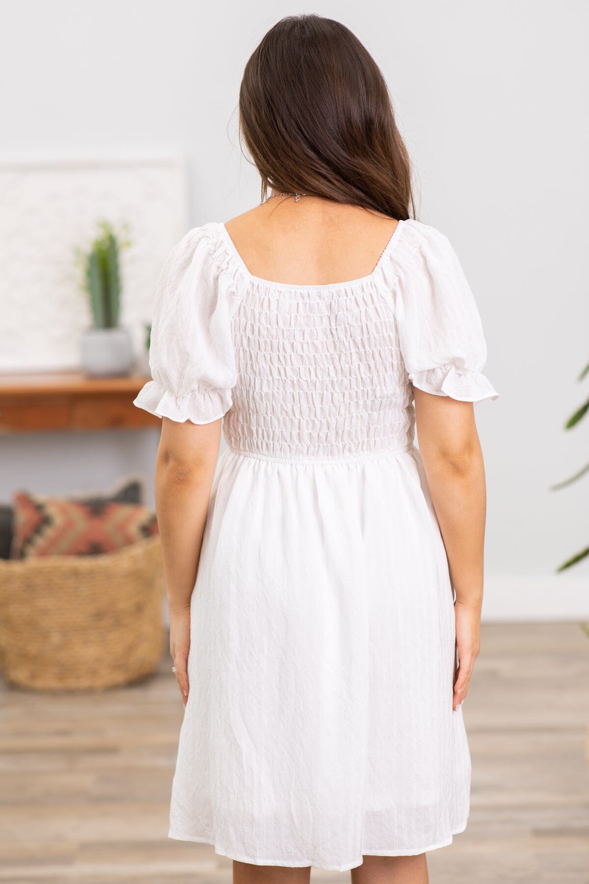 ATHINA PUFF SLEEVE WHITE | Women's White Mini Dress – Betsey Johnson