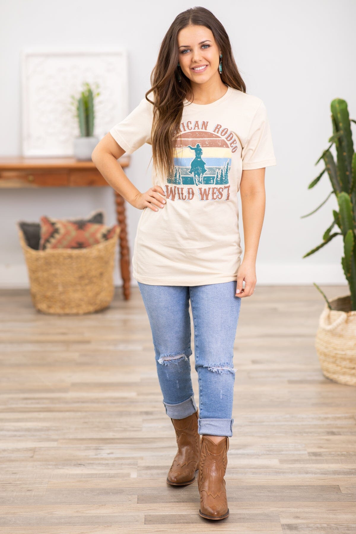 Beige American Rodeo Wild West Graphic Tee - Filly Flair