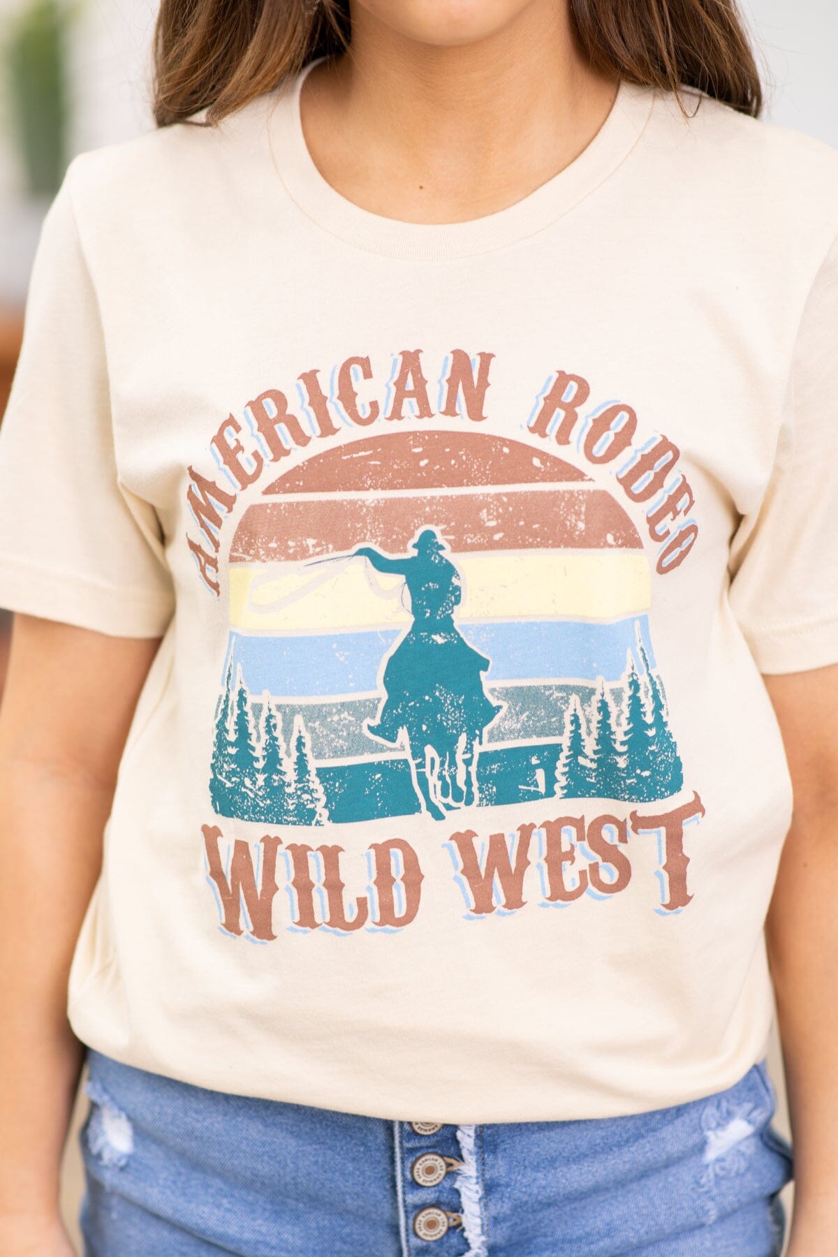 Beige American Rodeo Wild West Graphic Tee · Filly Flair