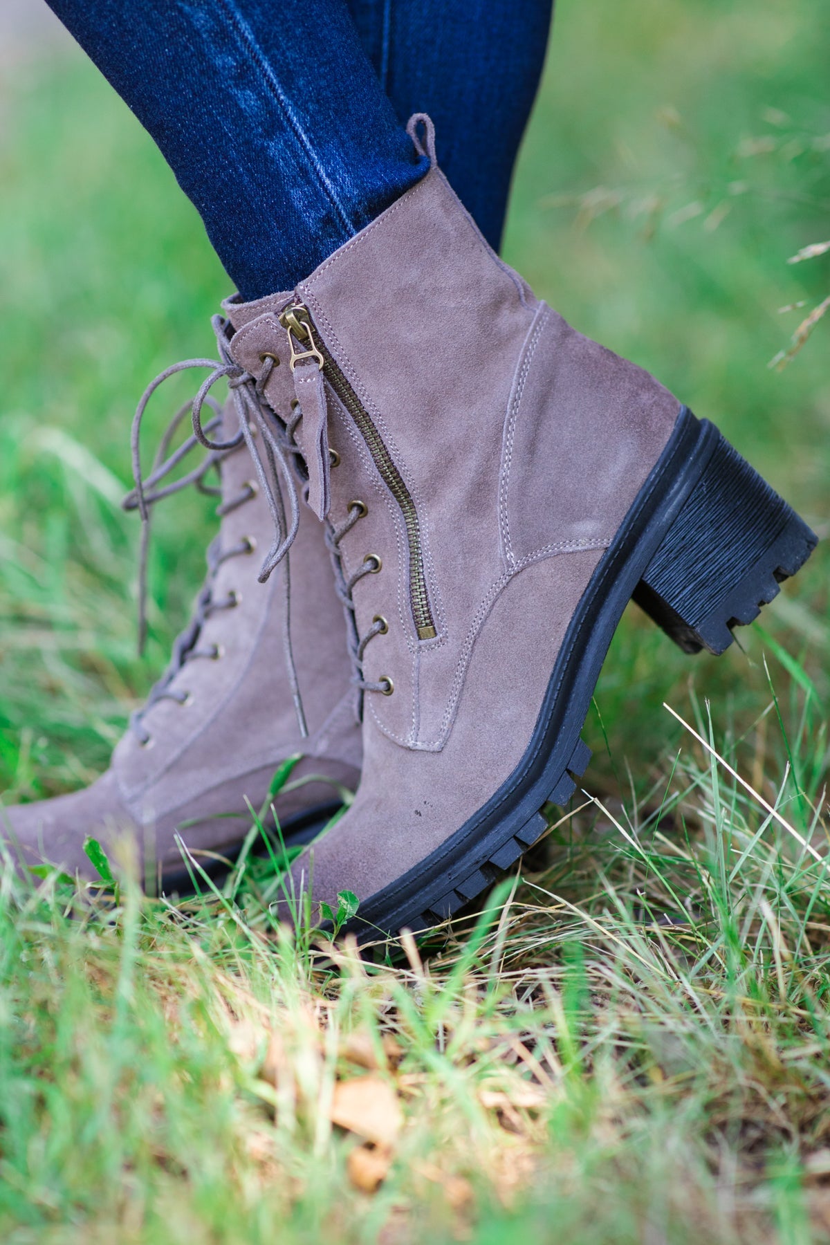 Tan Lace Up Boots With Heel - Filly Flair