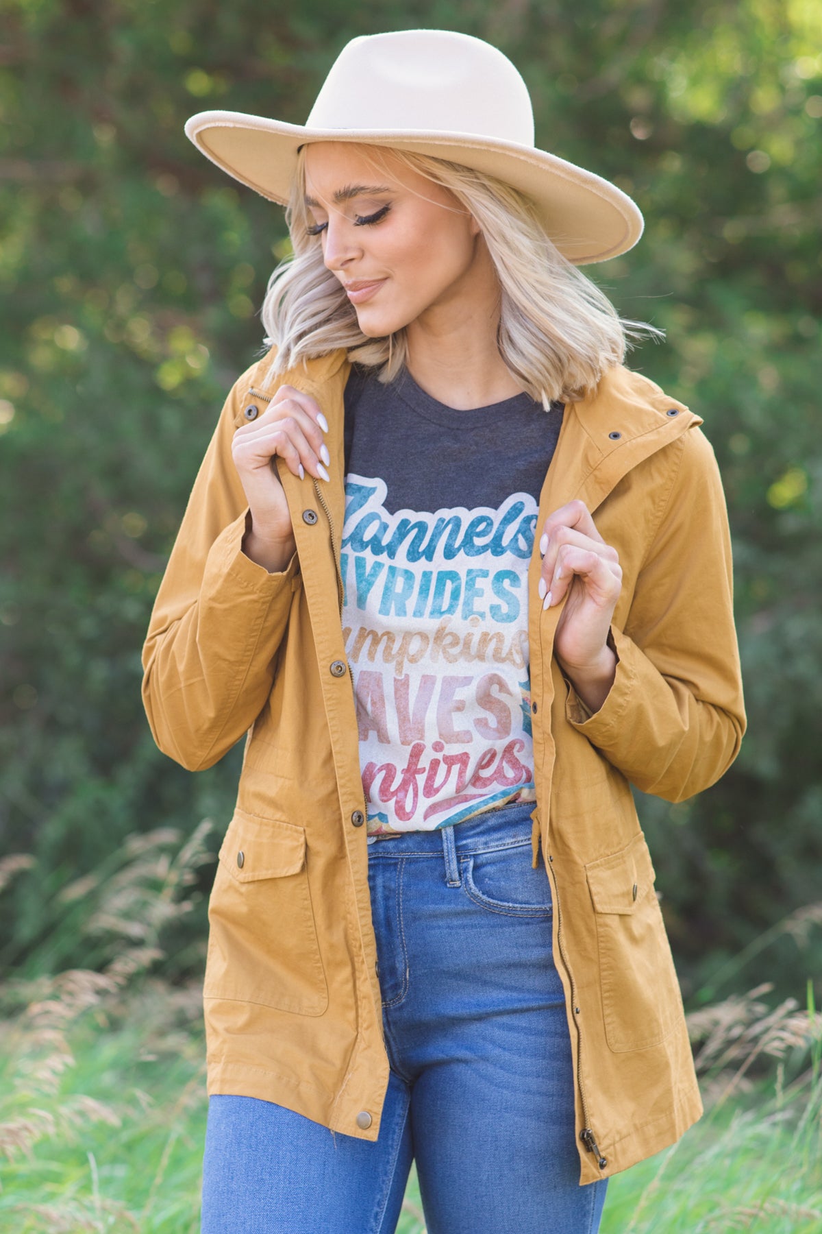 Mustard Anorak Plaid Lined Hood Jacket - Filly Flair