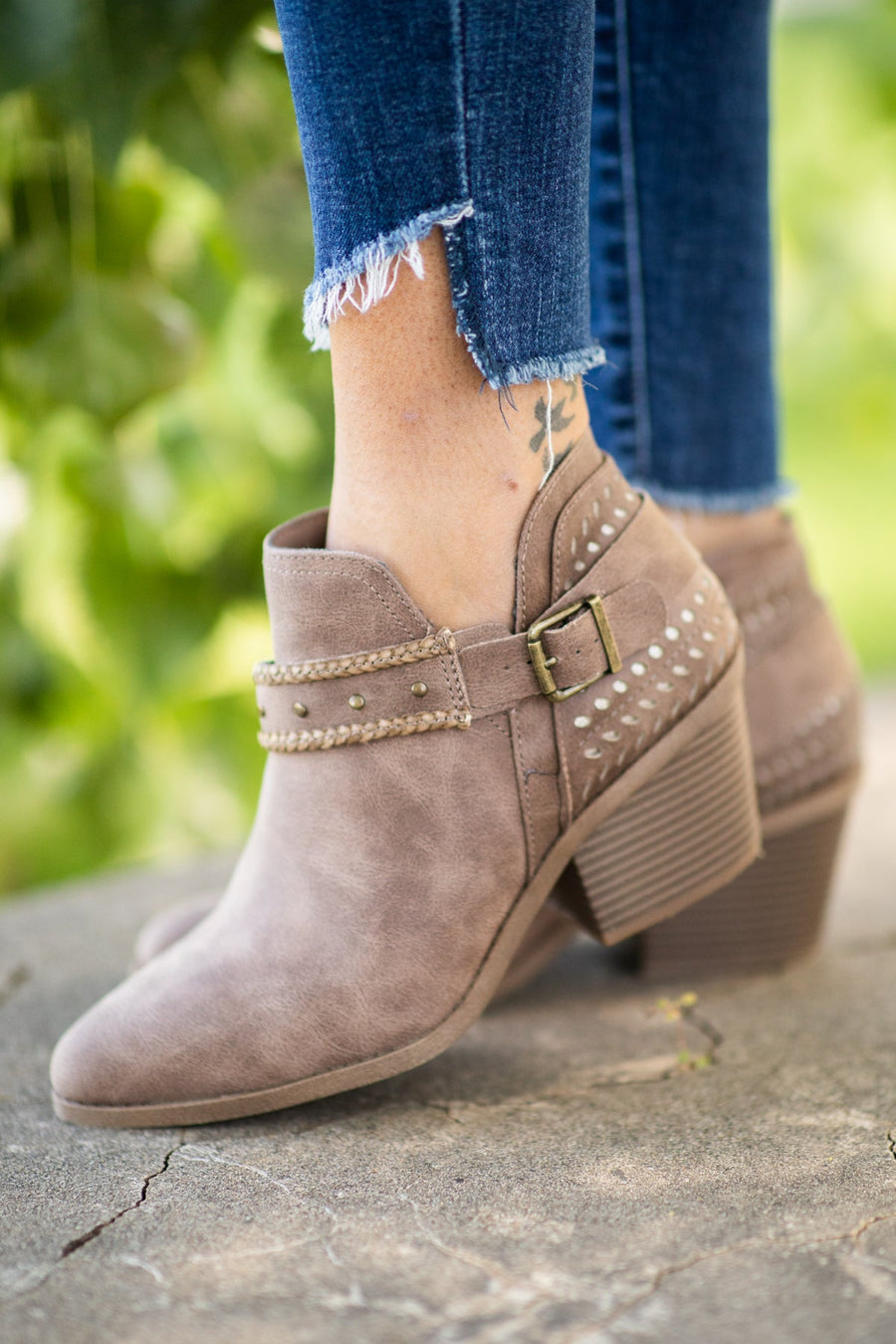 Mocha Bootie With Studded Detail - Filly Flair