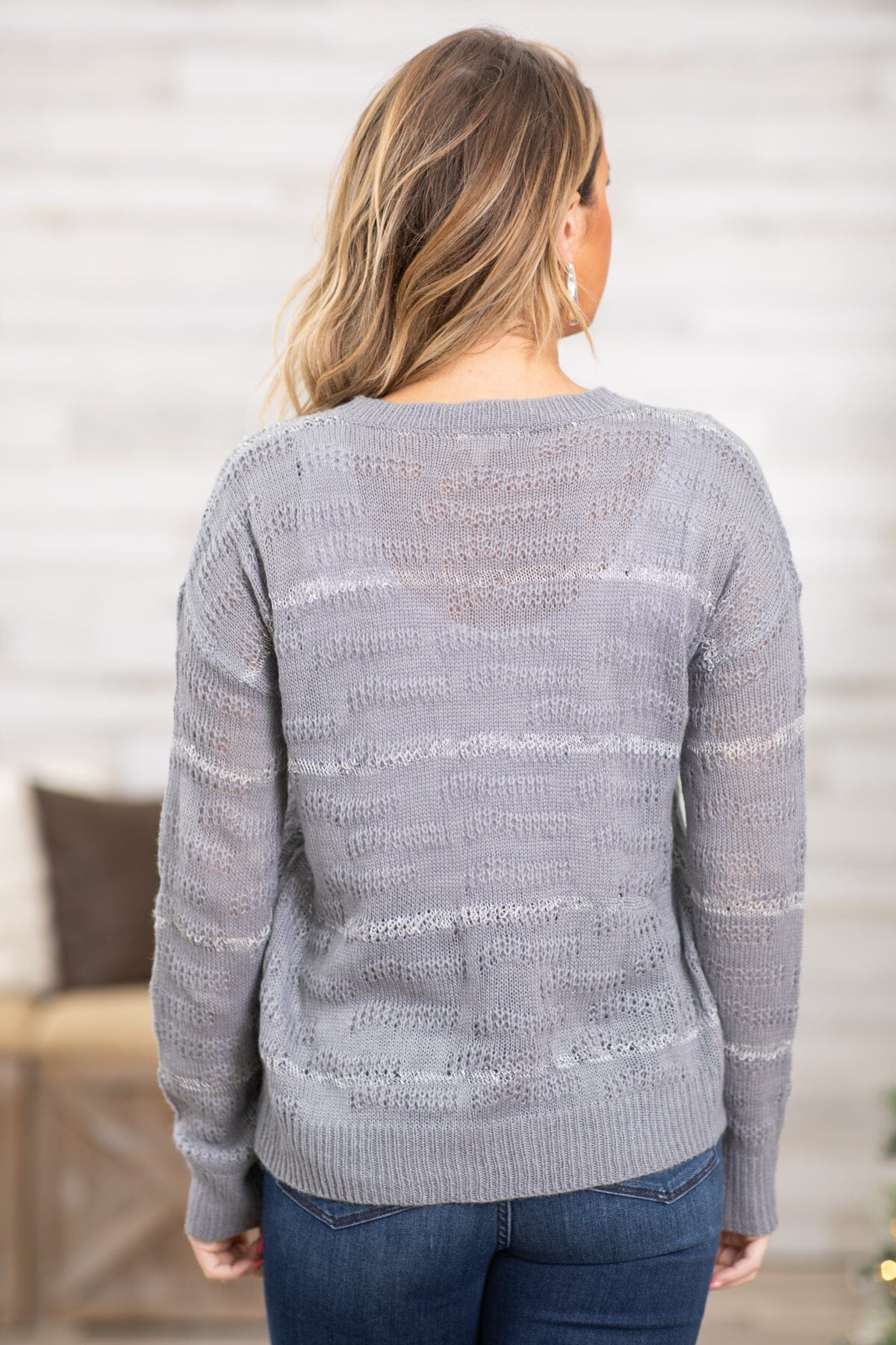 Steel Textured Stripe Sweater - Filly Flair