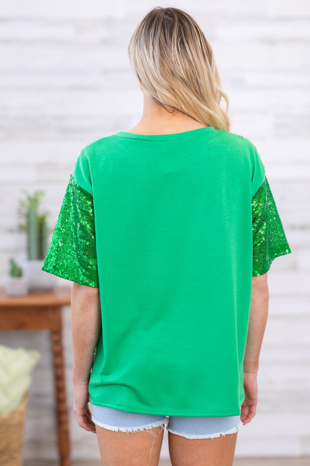 Jade and Sage Sequin Clover Top - Filly Flair