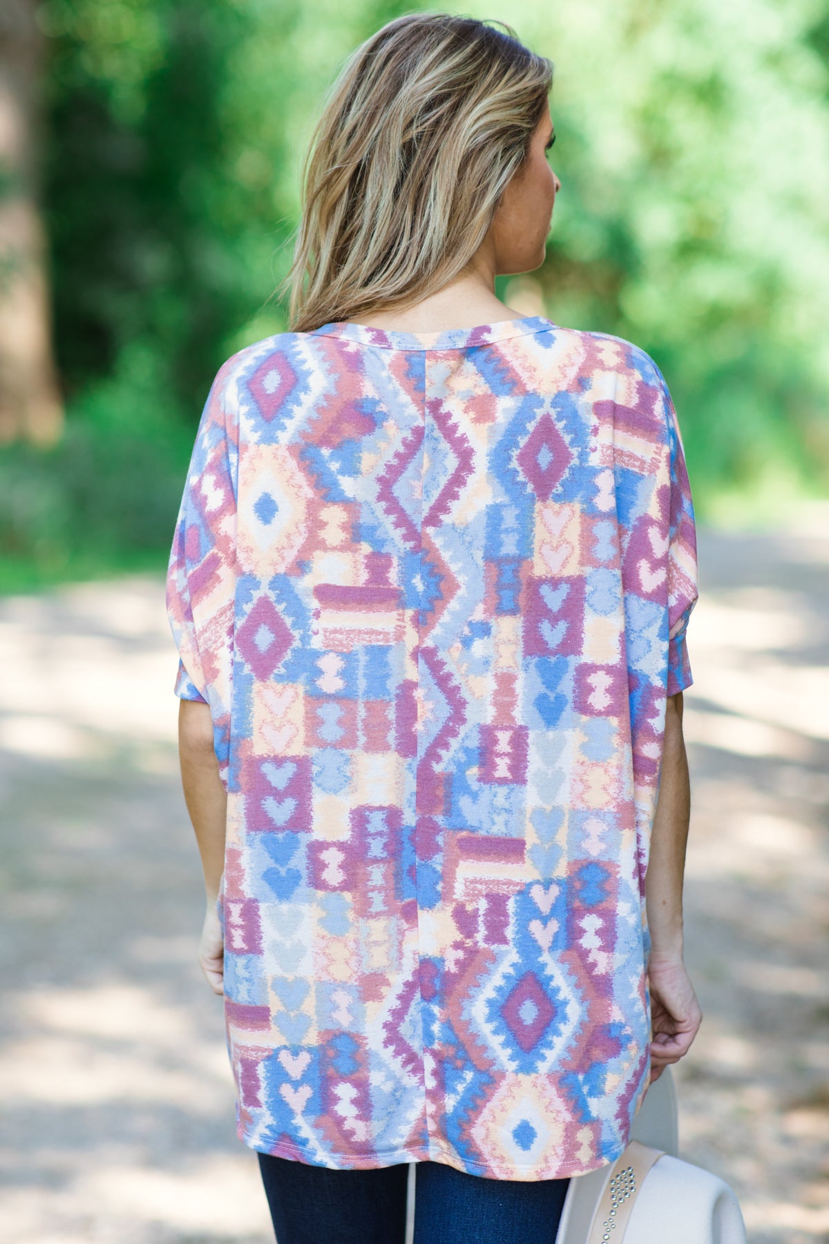 Dusty Rose and Peach Aztec Print Top - Filly Flair