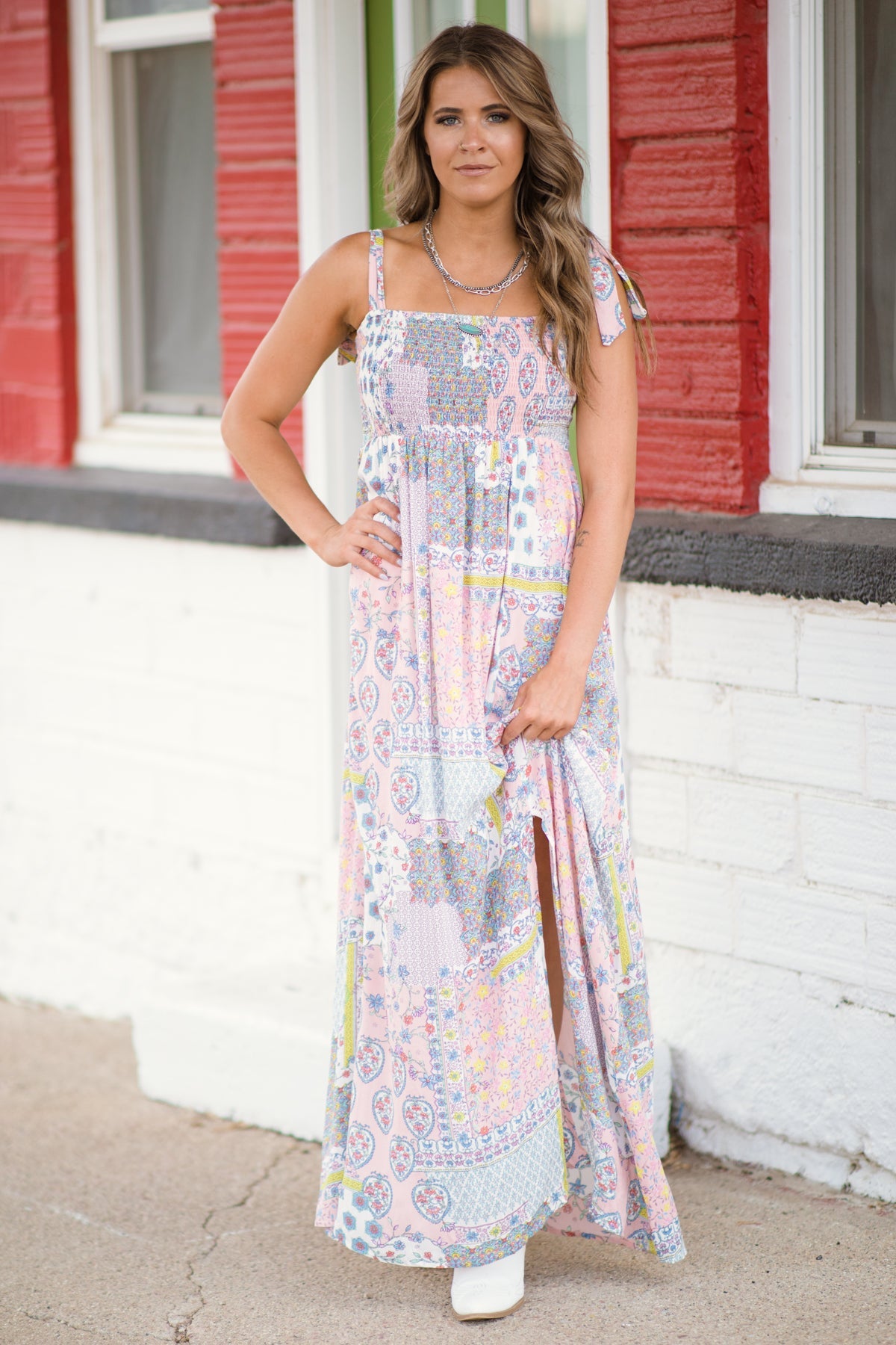 Blush Multicolor Floral Patchwork Maxi Dress - Filly Flair
