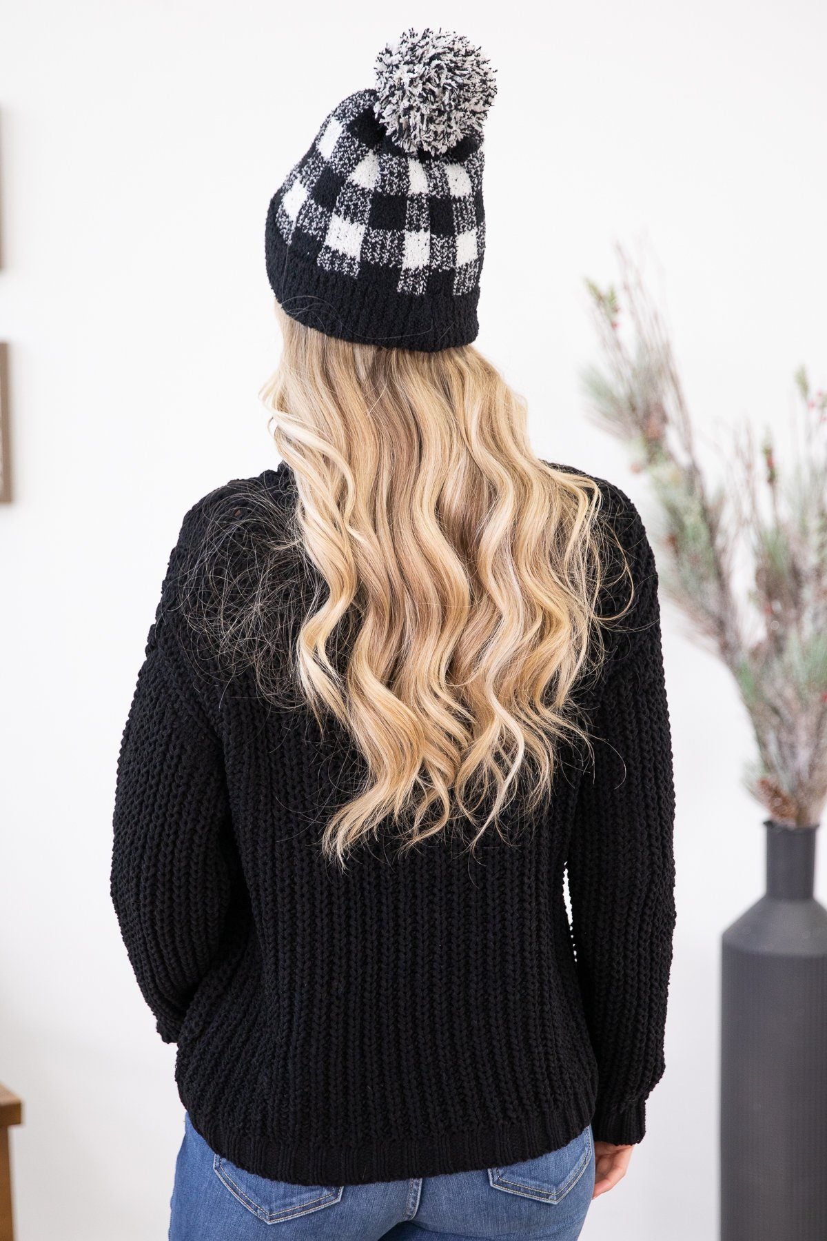 Black Turtle Neck Cable Knit Sweater - Filly Flair