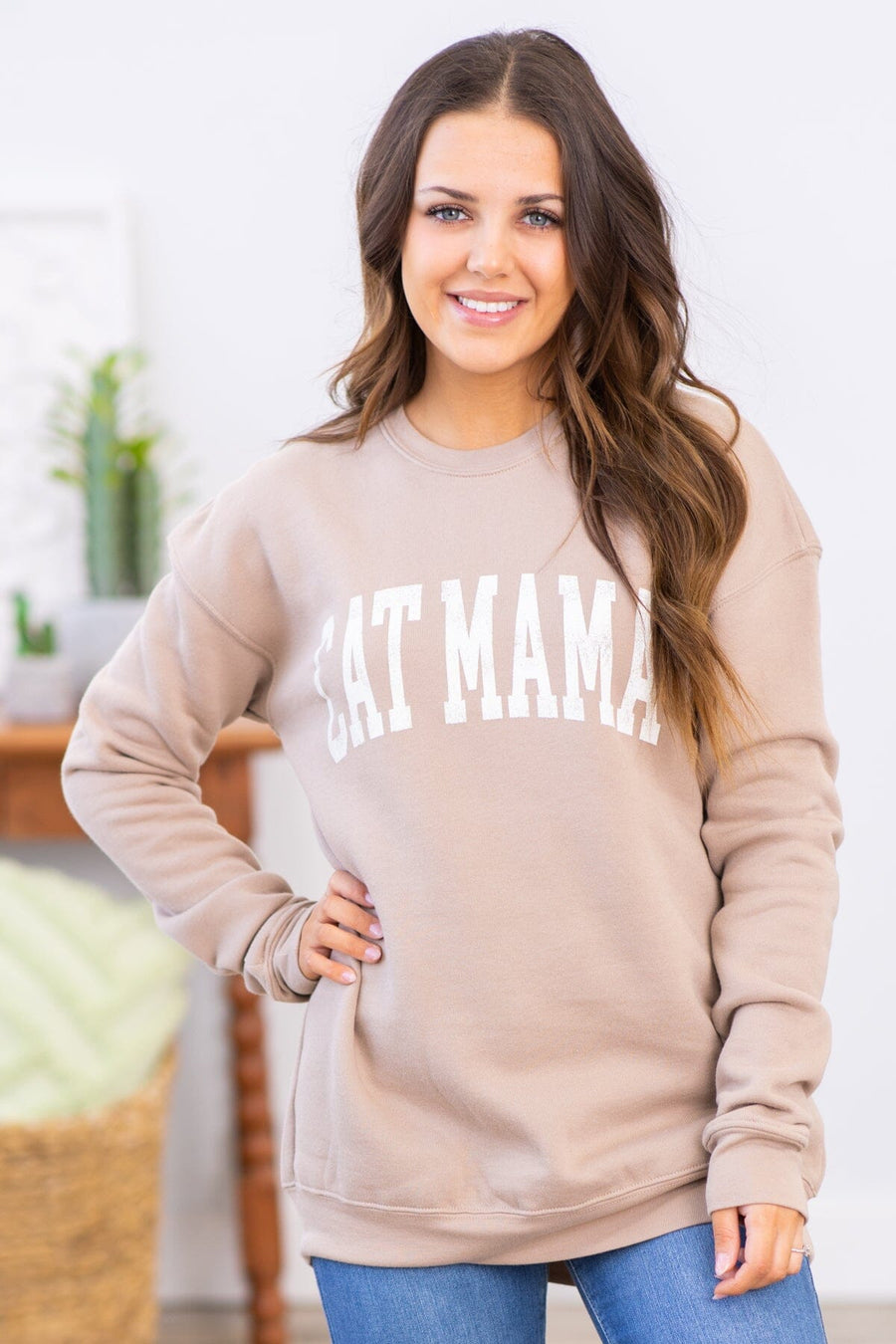Mocha Cat Mama Graphic Sweatshirt - Filly Flair