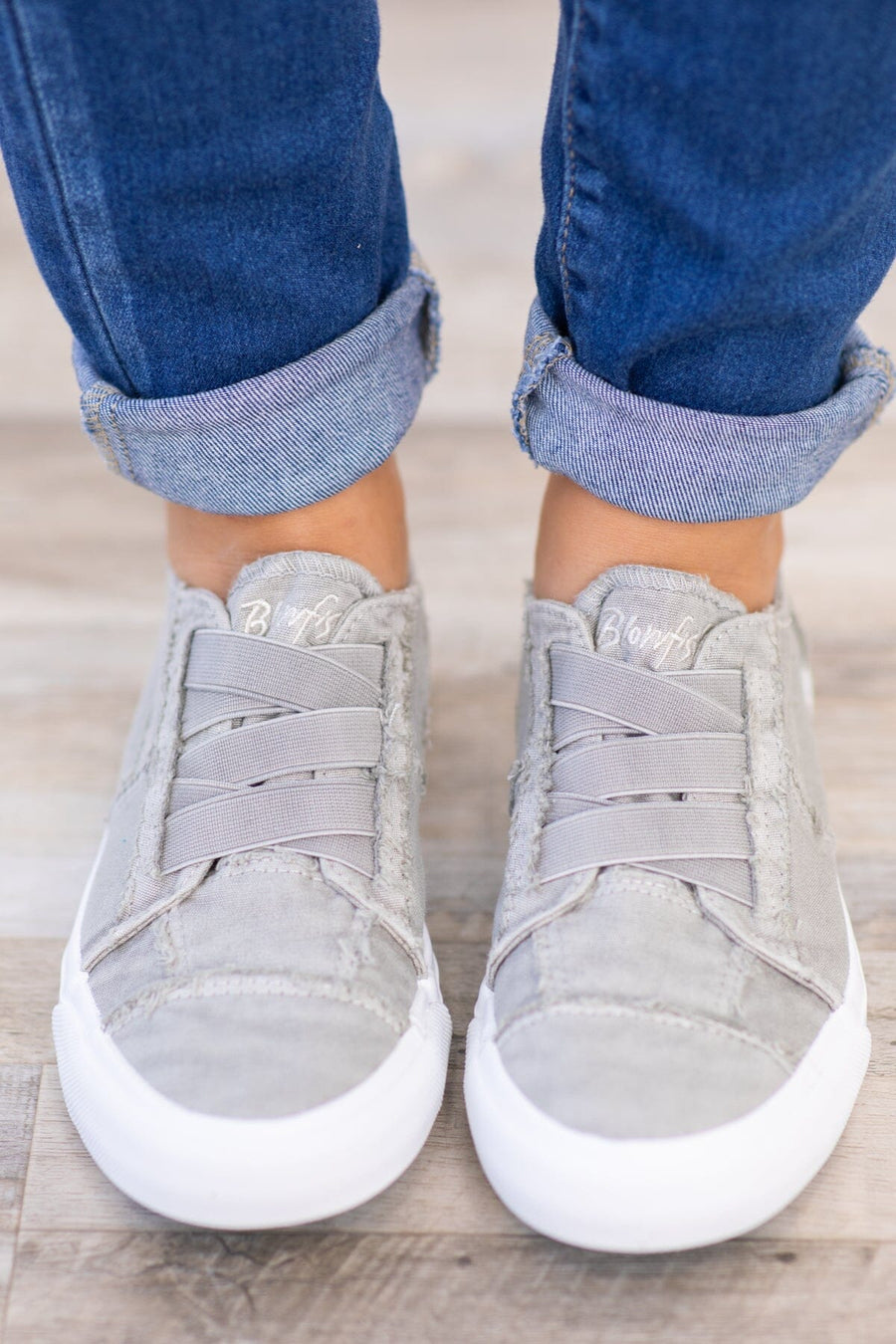 Grey and White Slip On Sneakers - Filly Flair