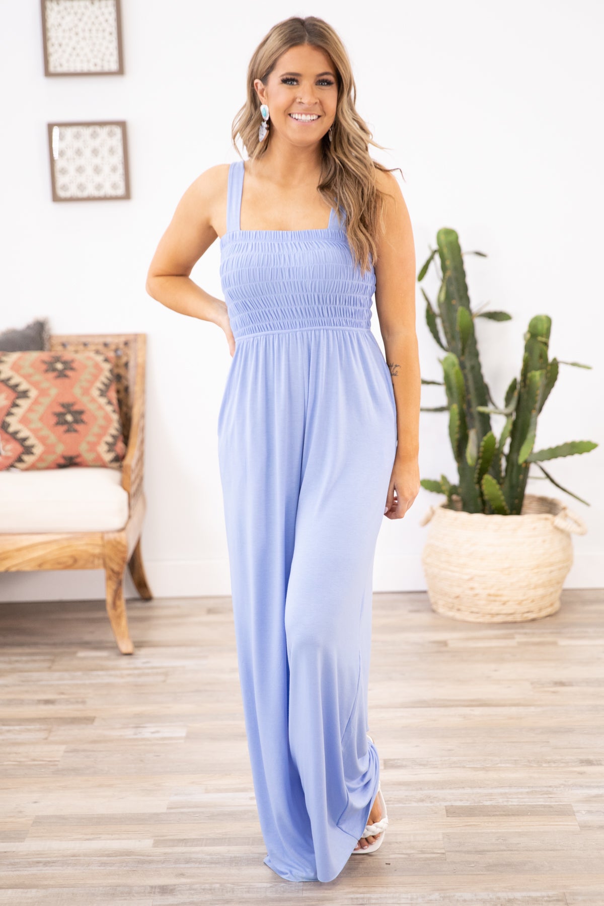 Cornflower Smocked Bodice Jumpsuit - Filly Flair