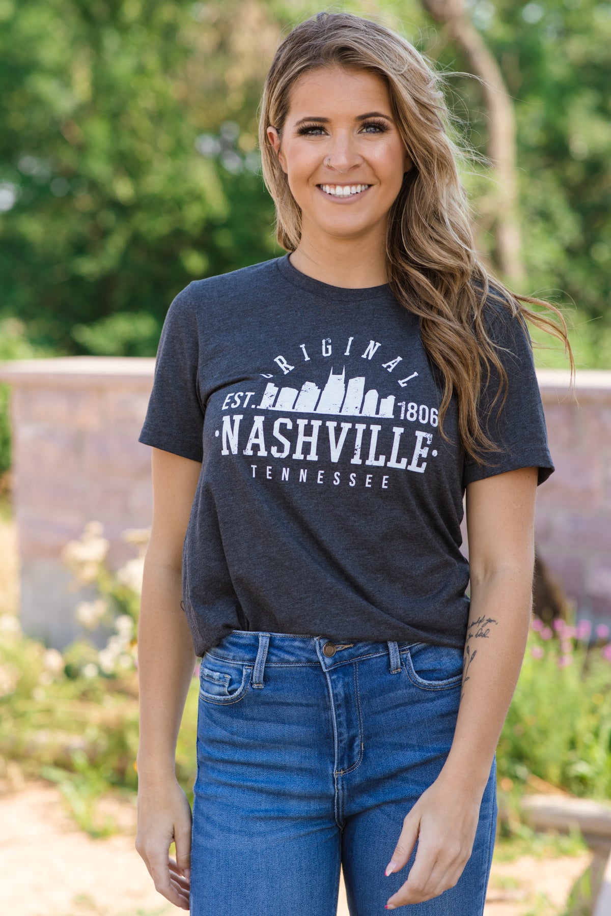 Graphite Nashville Skyline Graphic Tee - Filly Flair