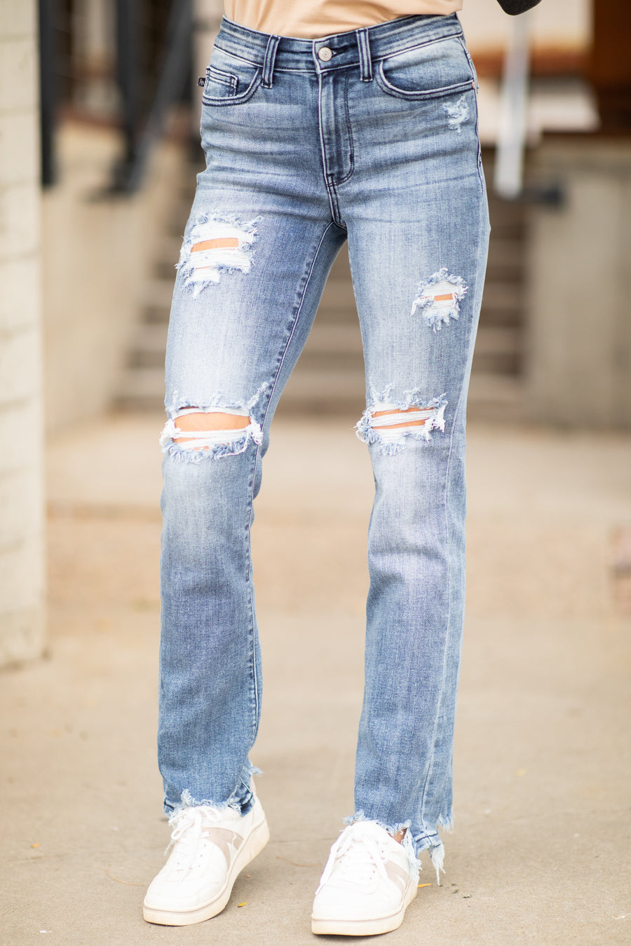 Judy Blue Distressed Straight Leg Jeans - Filly Flair
