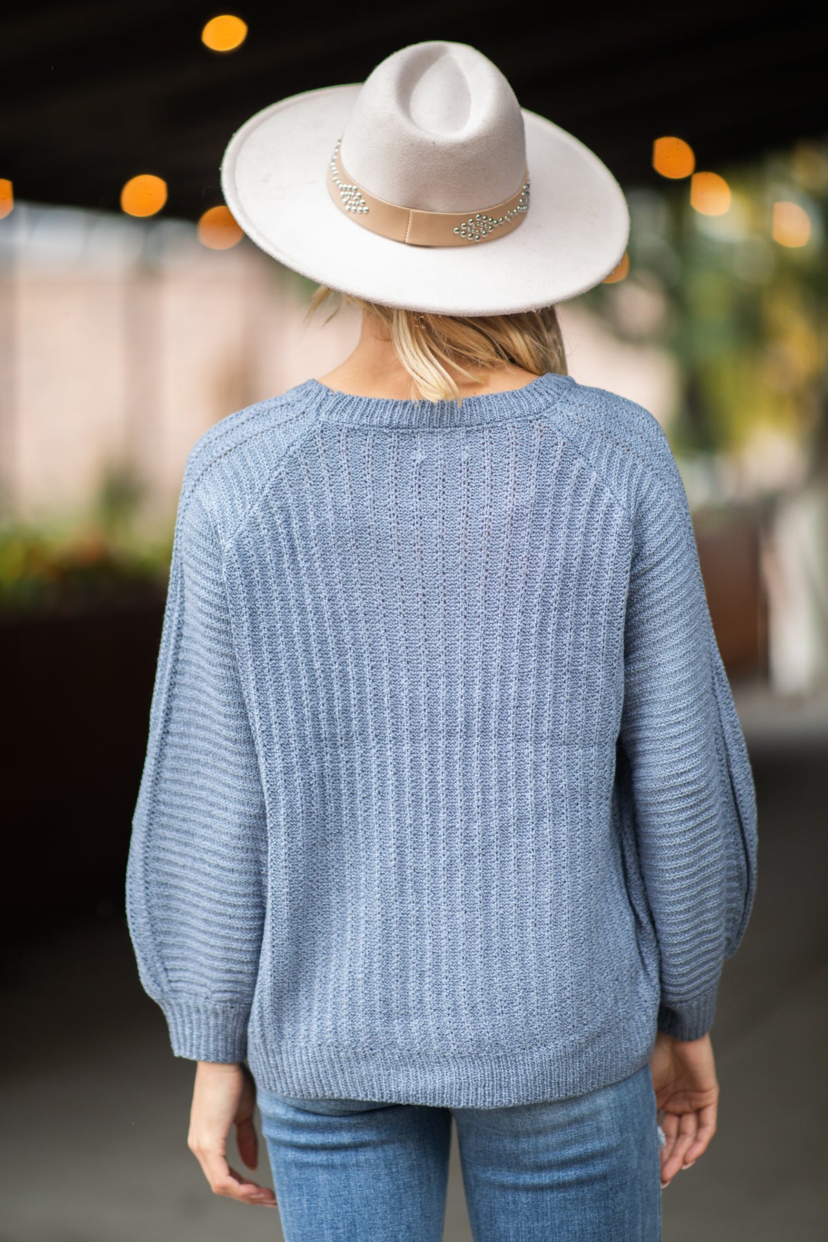 Dusty Blue Raglan Sleeve Sweater - Filly Flair