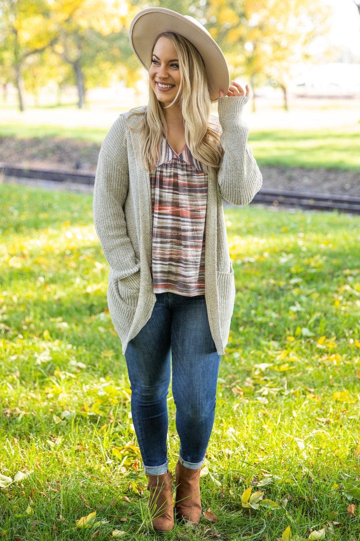 Heather Oatmeal Hooded Knit Cardigan - Filly Flair