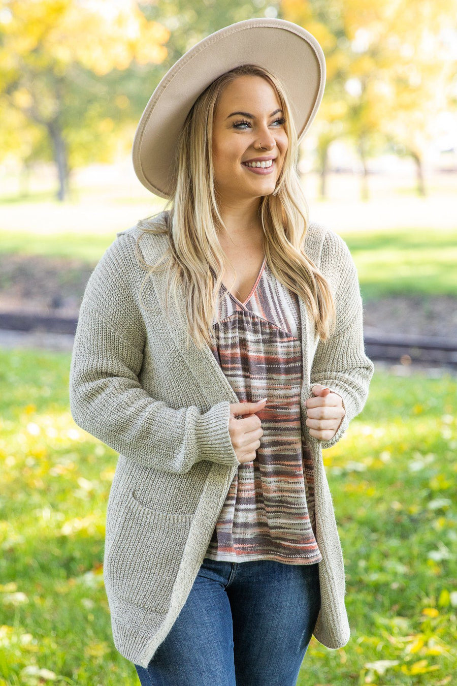Heather Oatmeal Hooded Knit Cardigan - Filly Flair