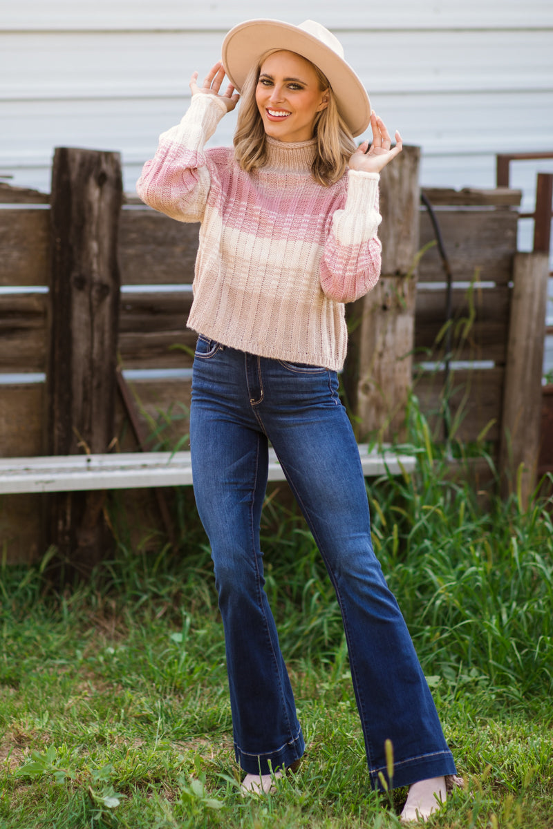 Tan and Blush Ombre Sweater - Filly Flair