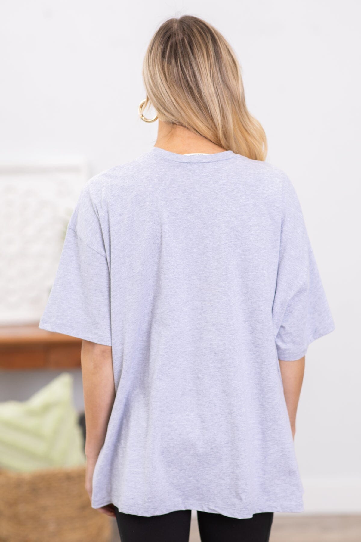 Heather Grey Drop Shoulder Boyfriend Fit Tee - Filly Flair
