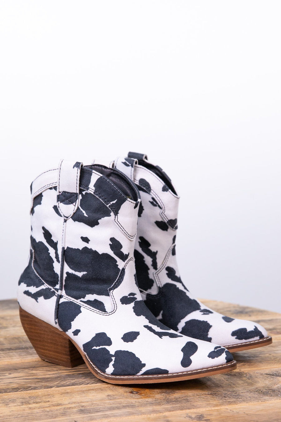 Black and White Cow Print Western Bootie - Filly Flair
