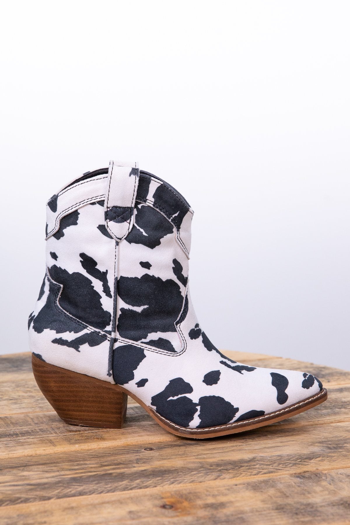 Black and White Cow Print Western Bootie - Filly Flair