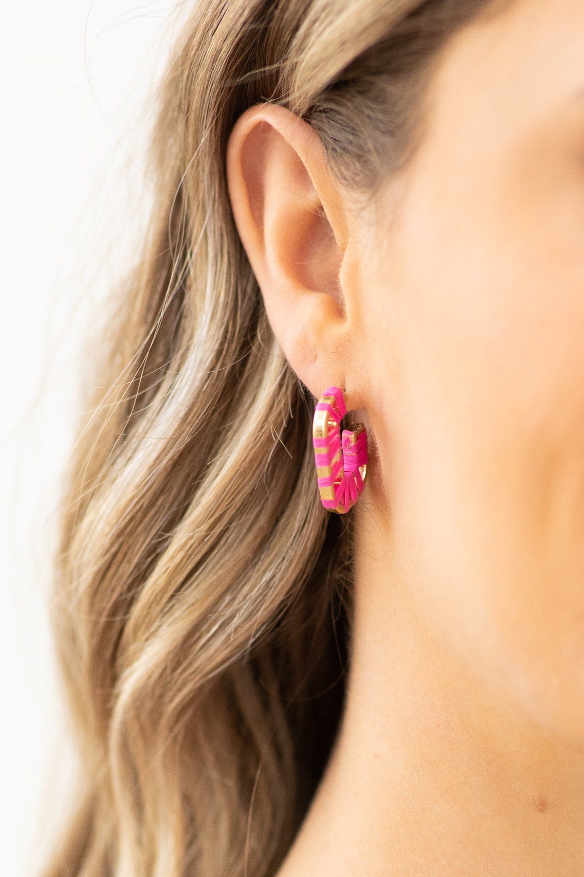 Hot Pink Wrapped C Earring - Filly Flair