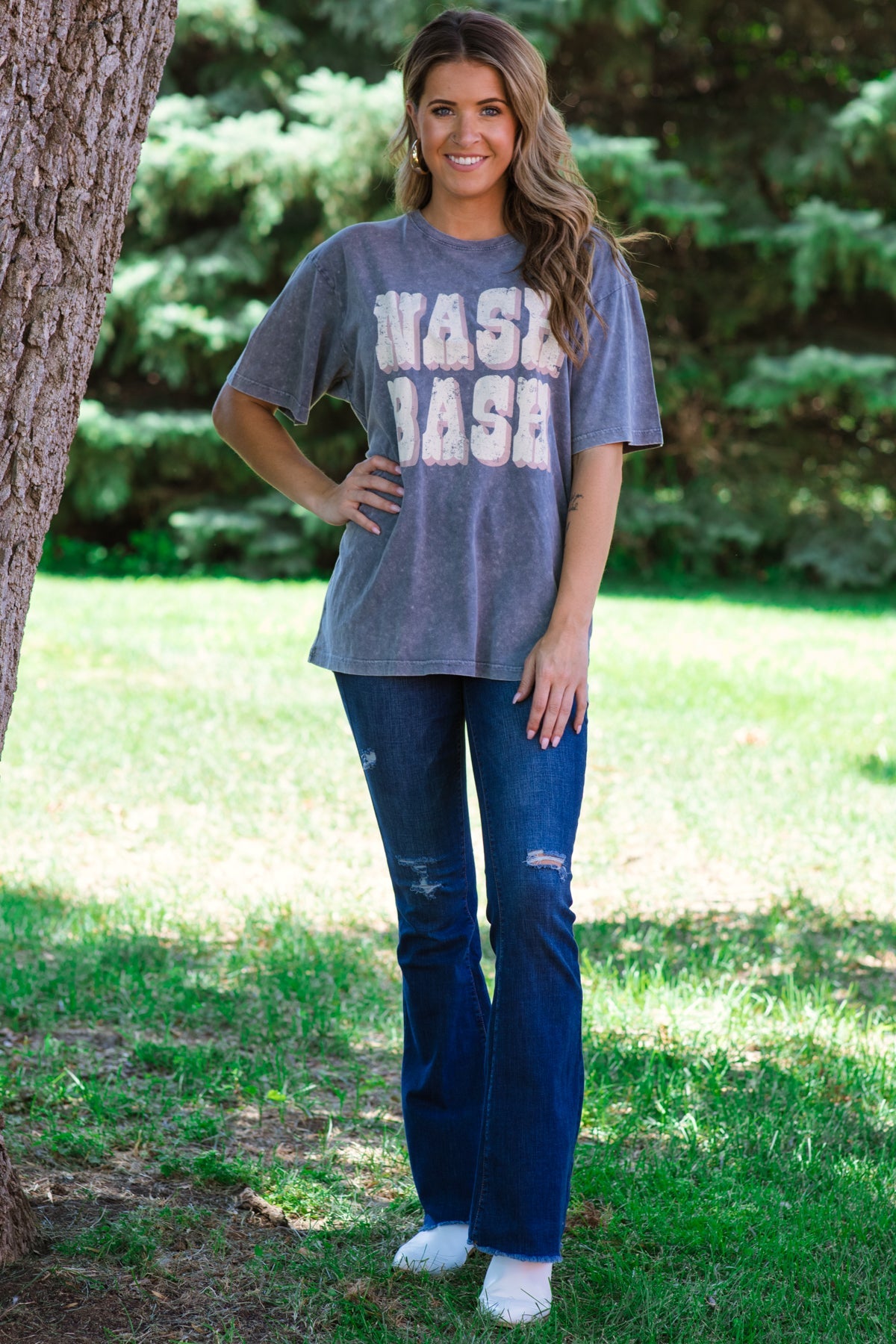 Grey Washed Nash Bash Graphic Tee - Filly Flair