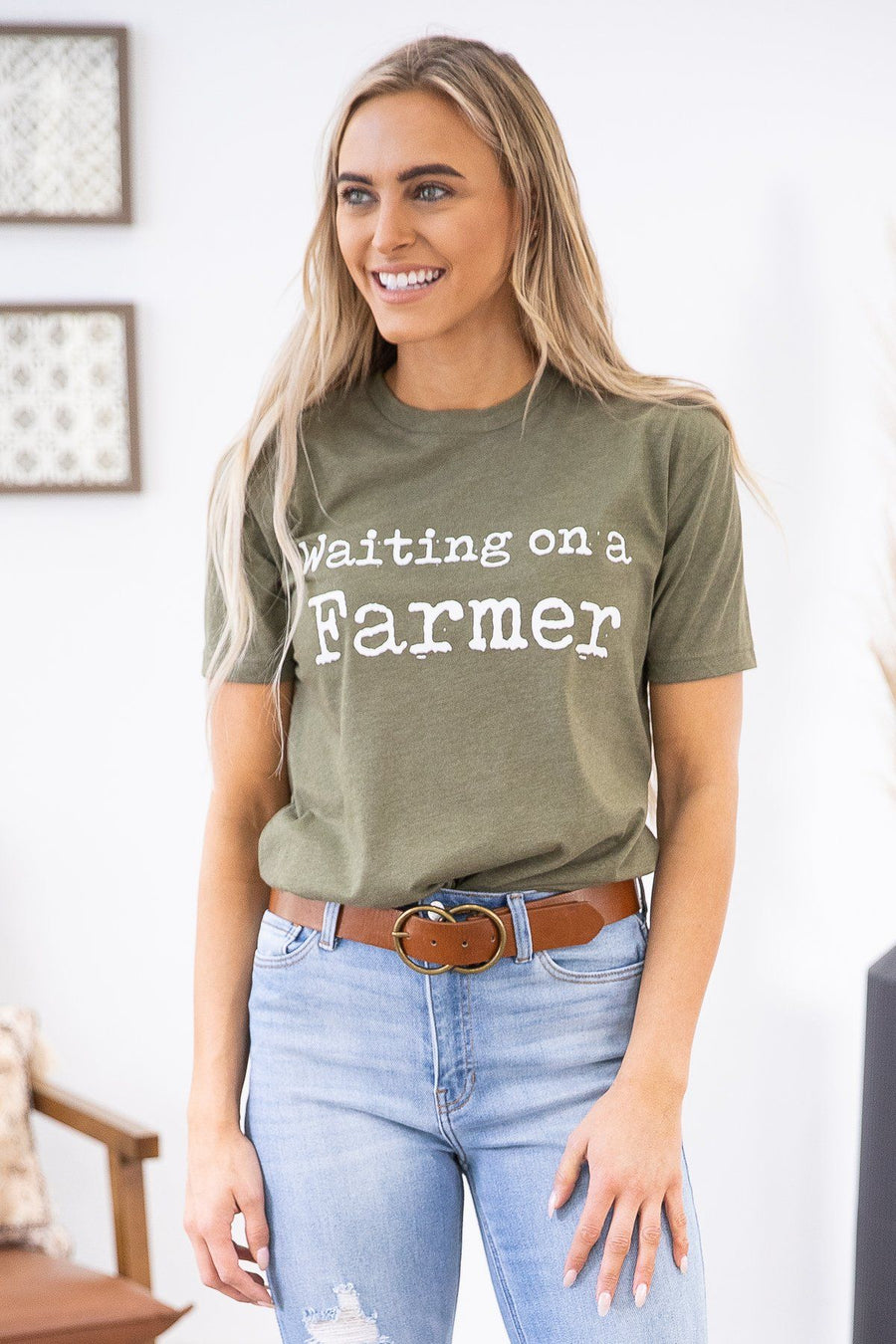 Olive Waiting On A Farmer Graphic Tee - Filly Flair