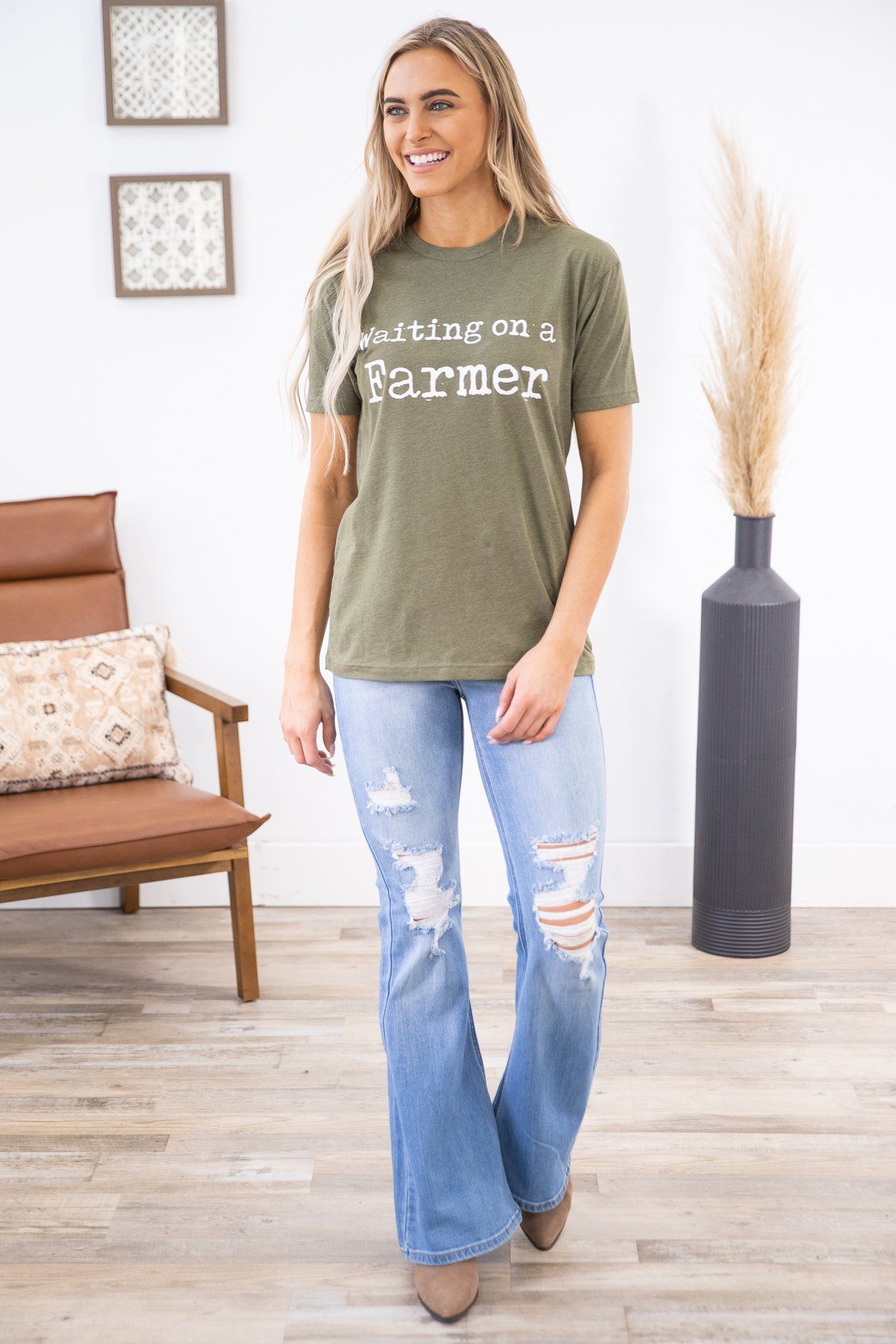 Olive Waiting On A Farmer Graphic Tee - Filly Flair