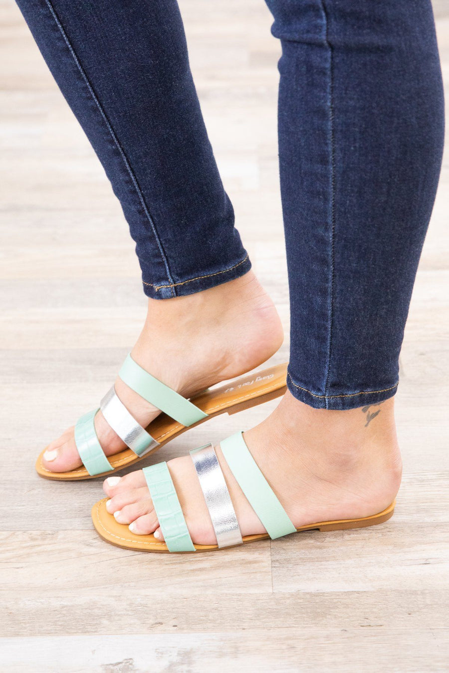 Mint Three Strap Sandal - Filly Flair