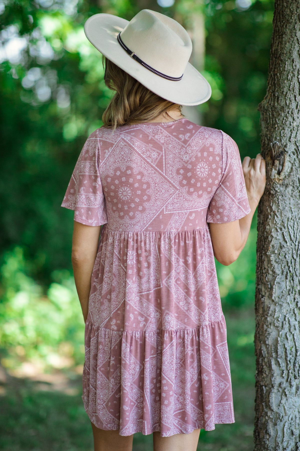 Dusty Rose Bandana Print Knit Dress - Filly Flair