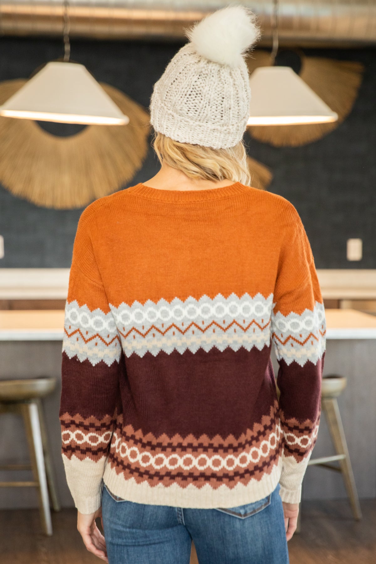 Brown and Camel Fair Isle Sweater - Filly Flair