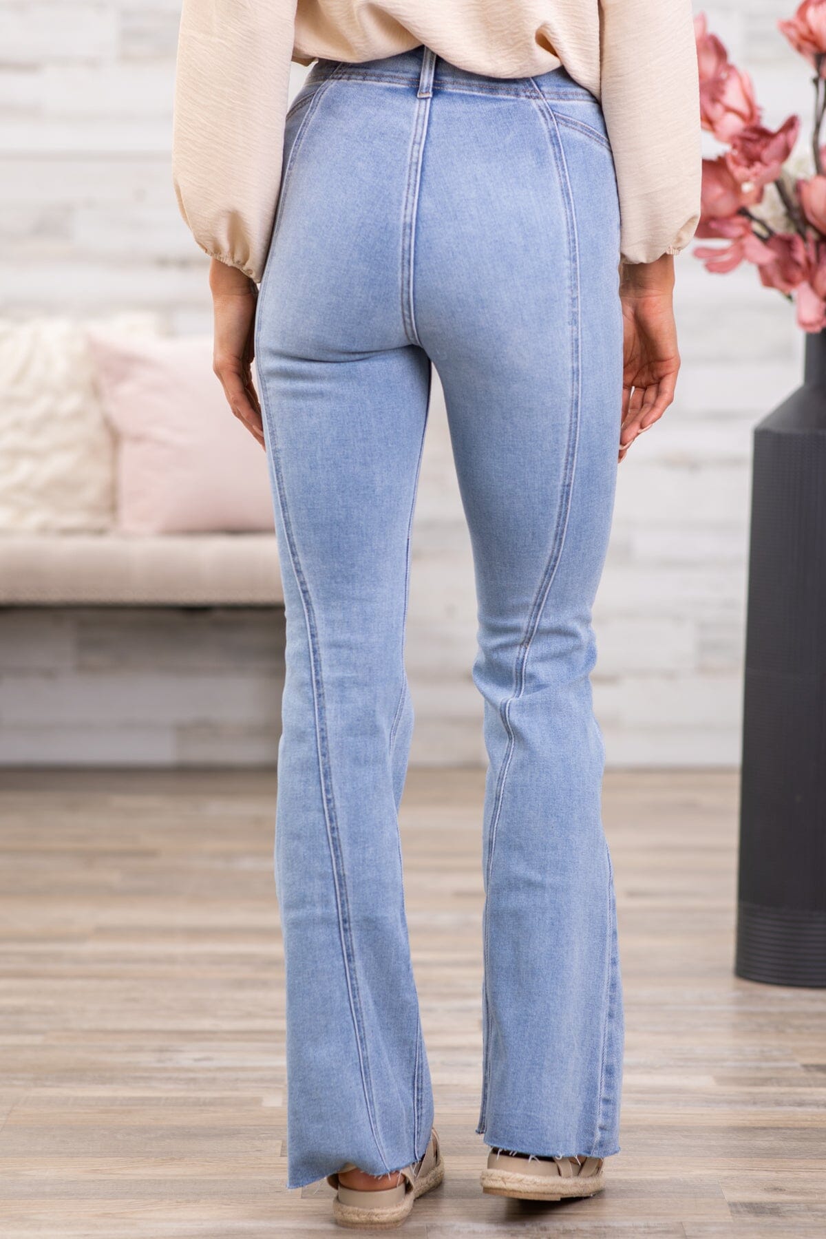Cello High Rise Flare Jeans With Front Seam - Filly Flair