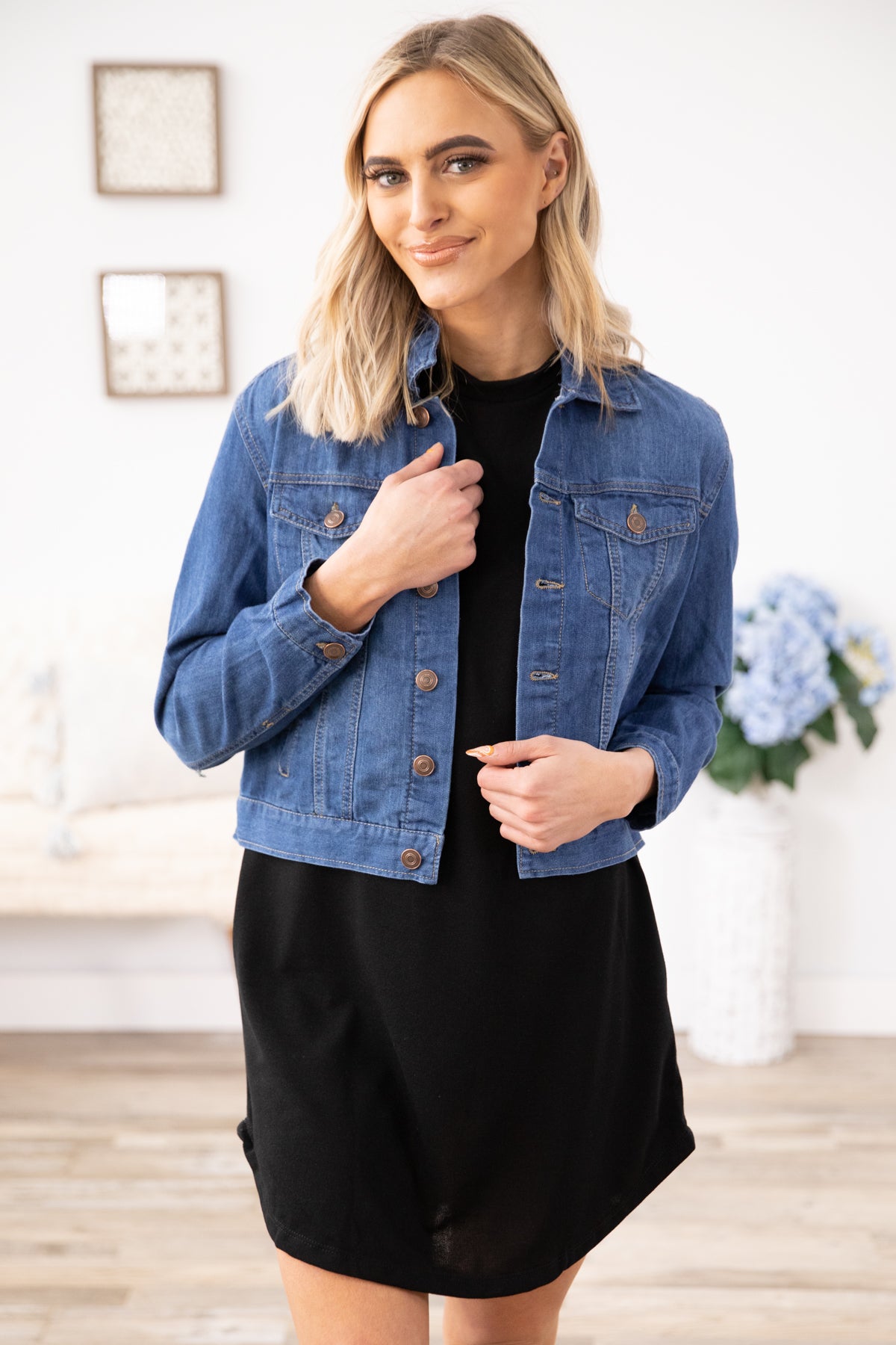 Black Short Sleeve Knit Dress with Pockets - Filly Flair
