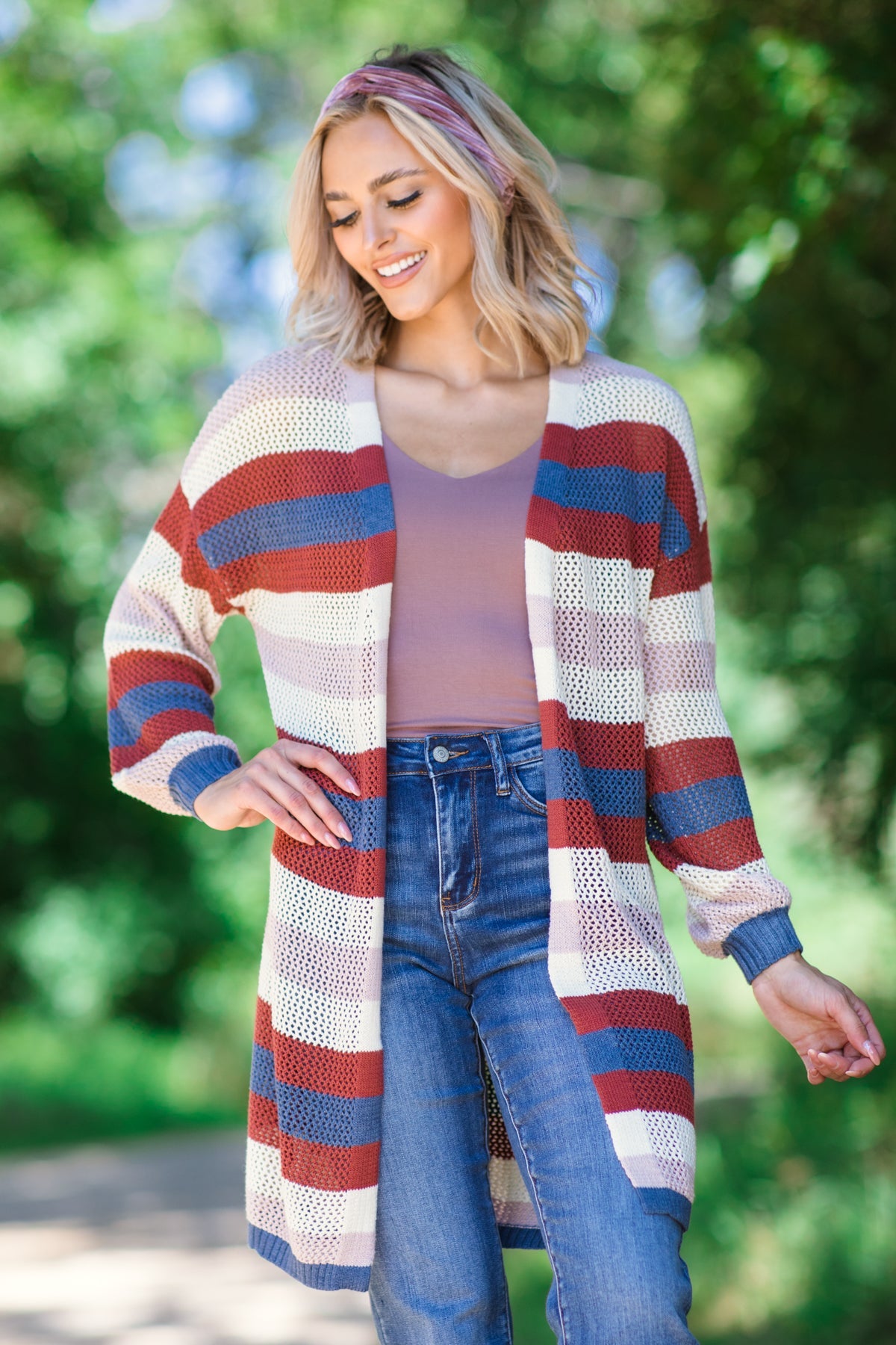 Rust Multicolor Fisher Net Cardigan - Filly Flair