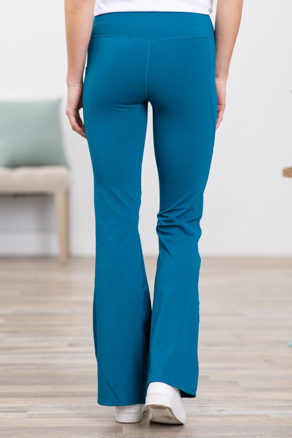 Teal Wide Waistband Flare Yoga Pants - Filly Flair