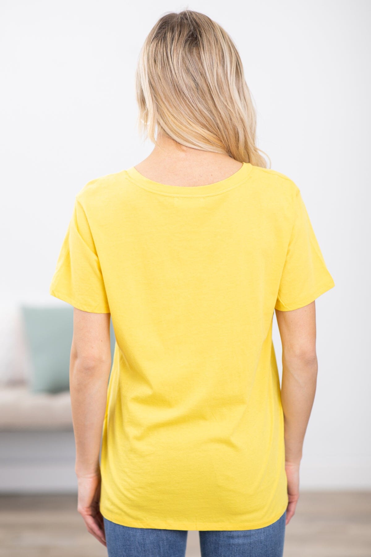 Yellow V-Neck Boyfriend Fit Tee - Filly Flair