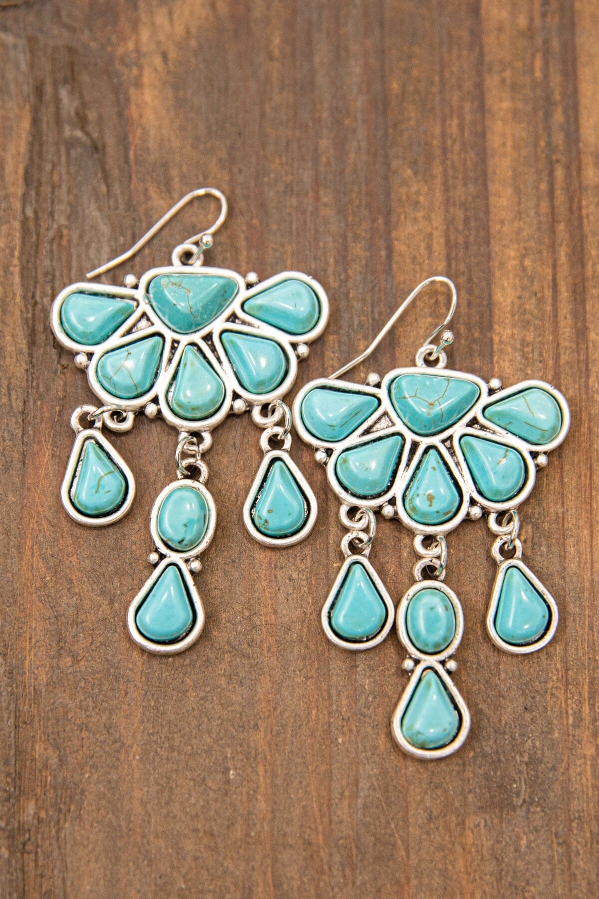 Silver and Navajo Turquoise Teardrop Earrings - Filly Flair