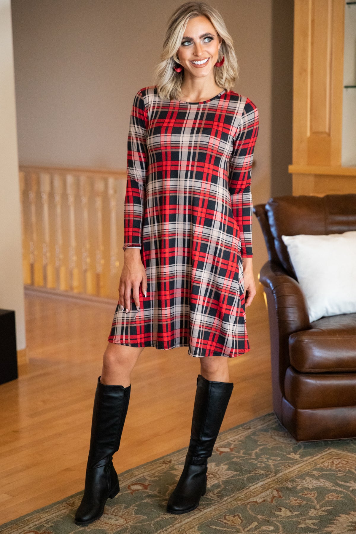 Red and Black Plaid Dress - Filly Flair