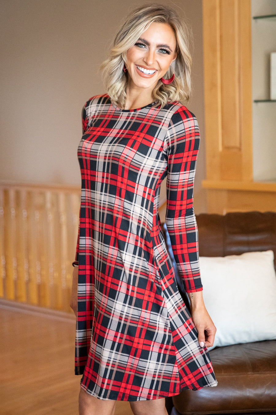 Red and Black Plaid Dress - Filly Flair